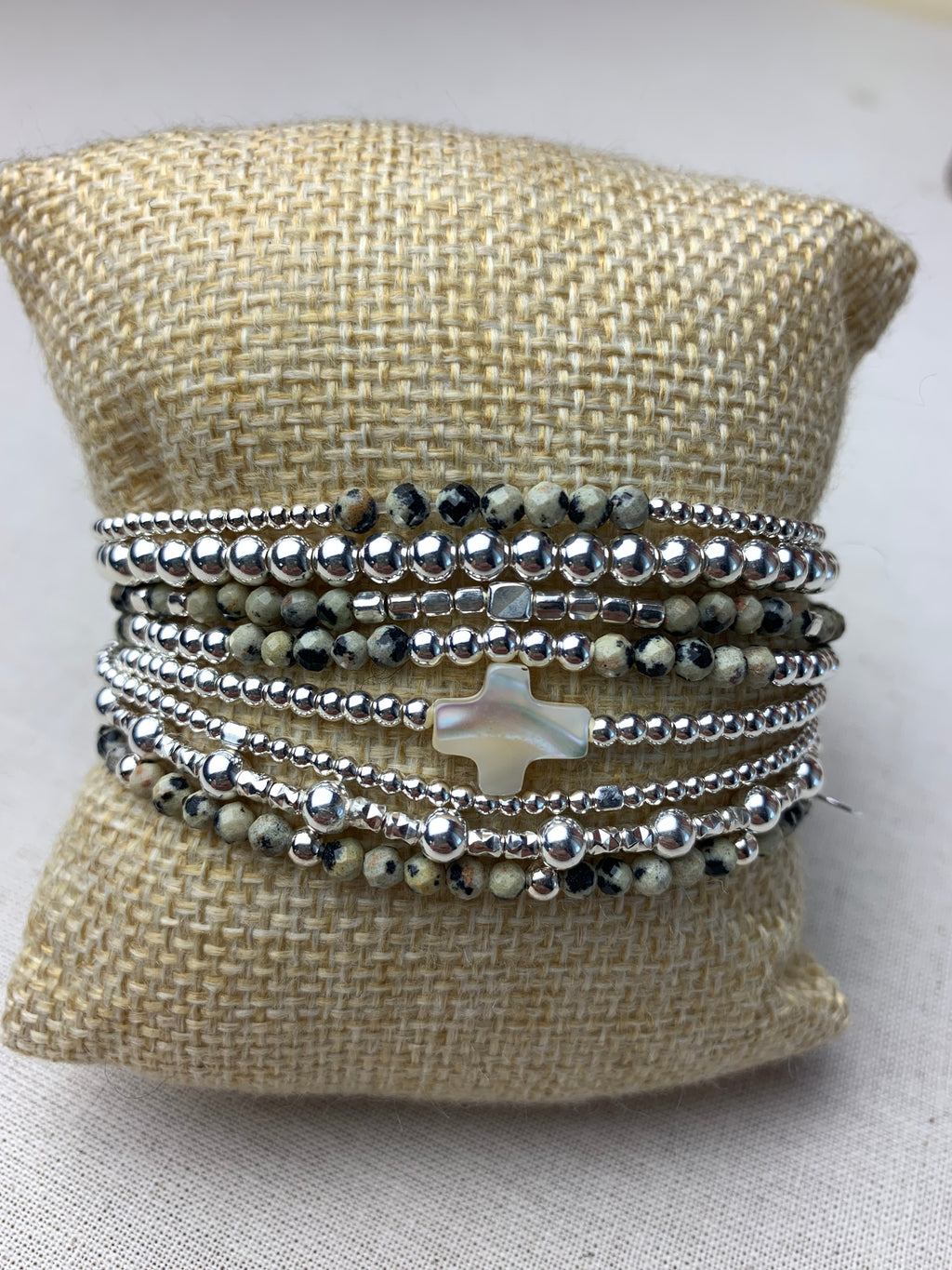 Bracelet Marine Jaspe Dalmatien en argent 925 - Perles en Provence (photo 2)