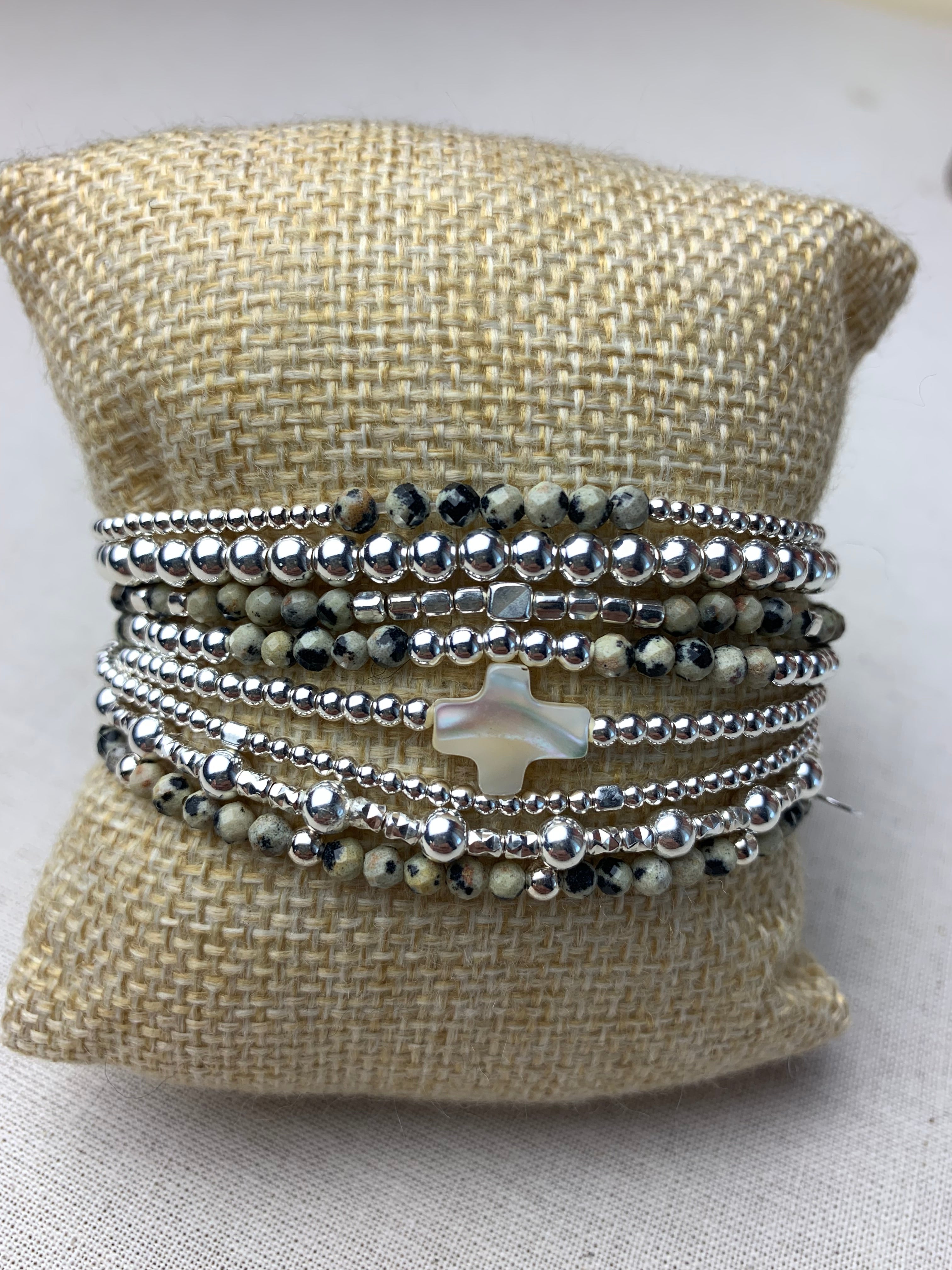 Bracelet Marine Jaspe Dalmatien en argent 925 - Perles en Provence (photo 2)