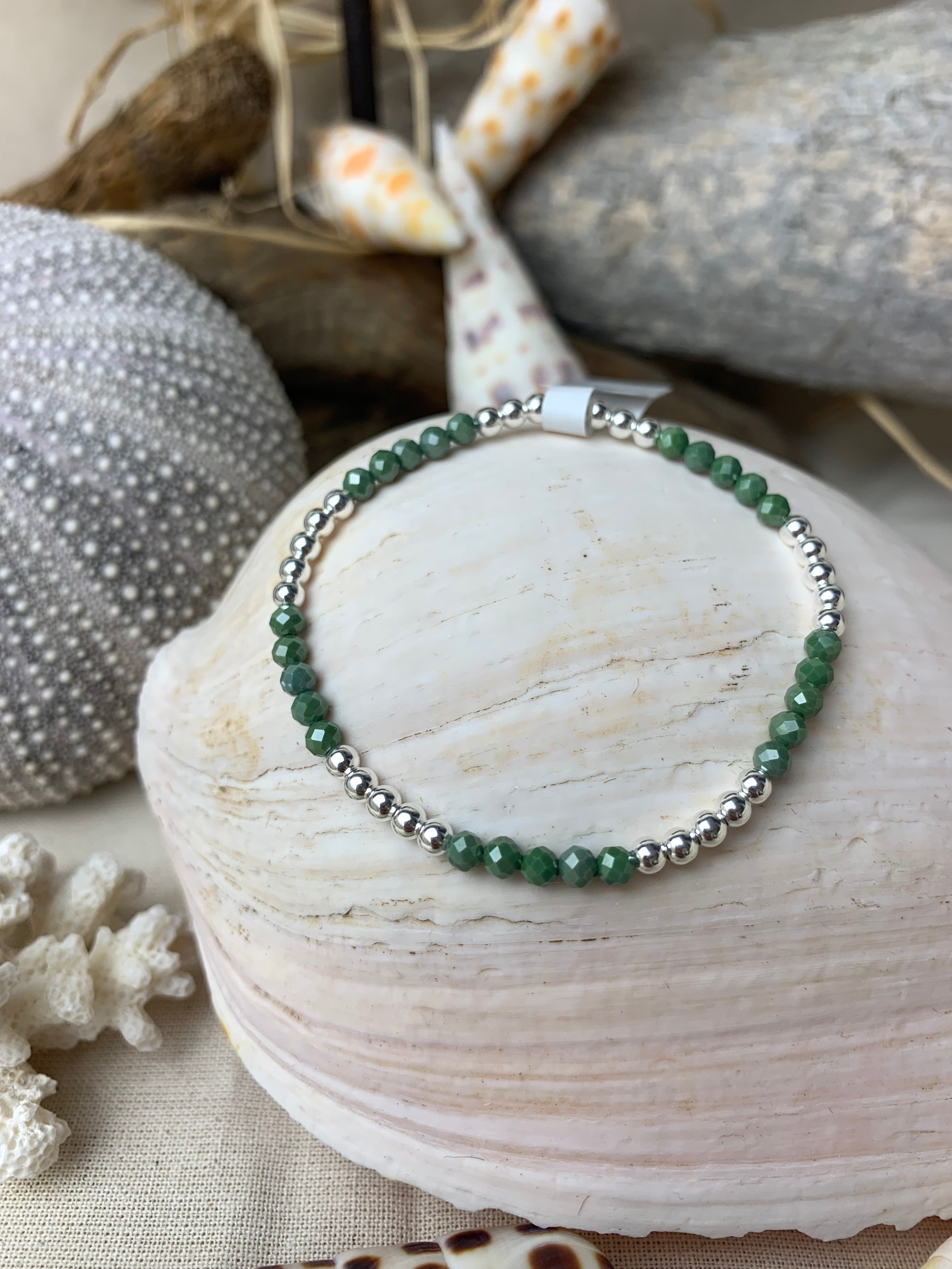 Bracelet Soleil Zirconium vert Émeraude en argent 925 - Perles en Provence (photo 2)
