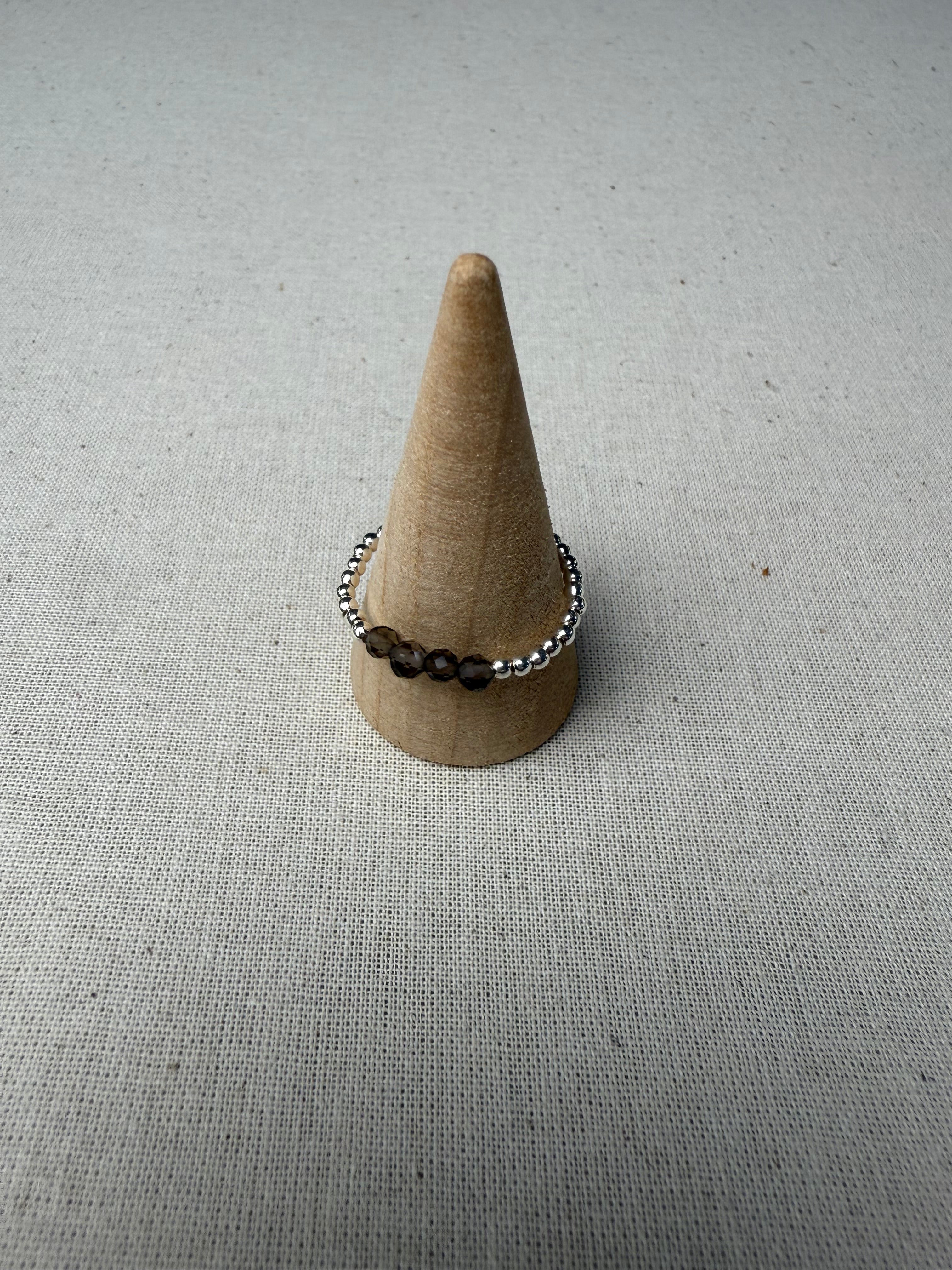 Bague Quartz brun en argent 925 - Perles en Provence