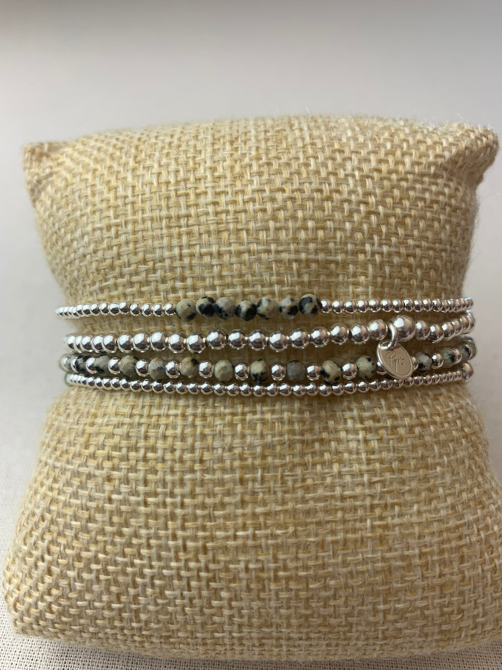 Bracelet Soleil Jaspe Dalmatien en argent 925 - Perles en Provence (photo 2)