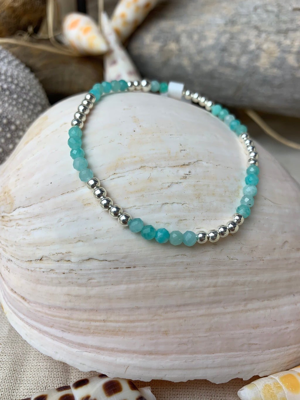 Bracelet Soleil Amazonite verte du Brésil en argent 925 - Perles en Provence (photo 2)