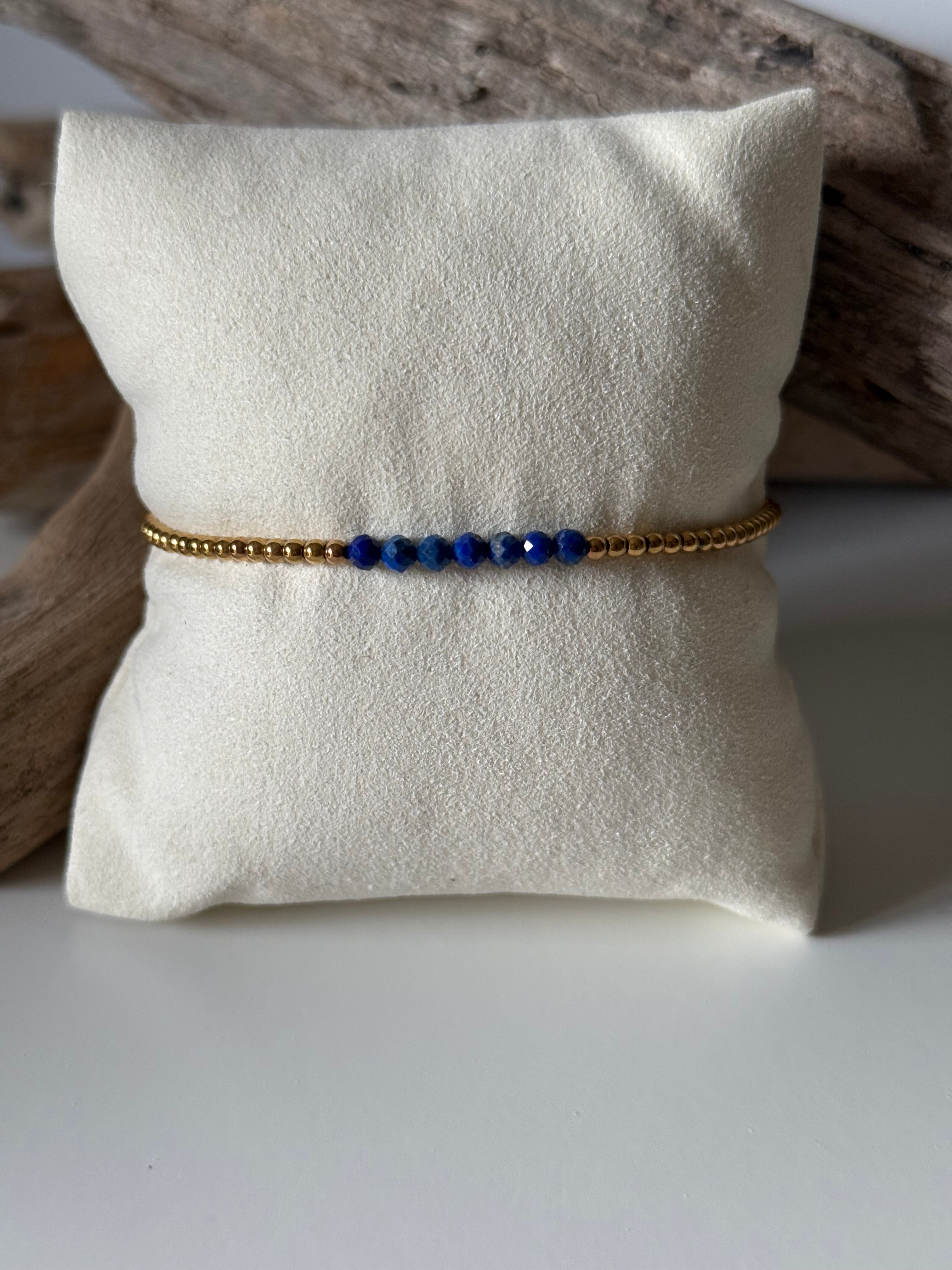 Bracelet Léna doré Lapis d’Afghanistan - Perles en Provence