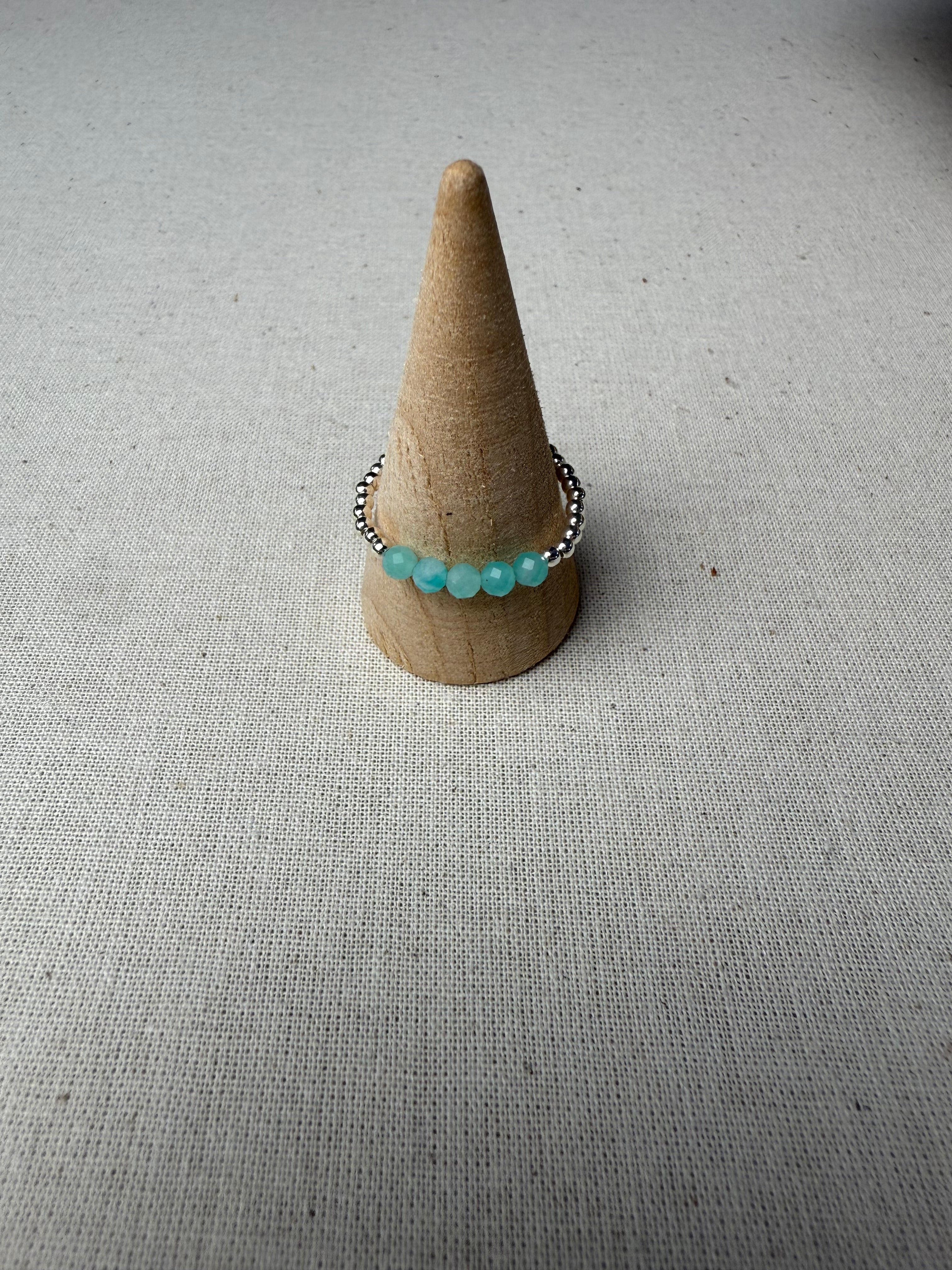 Bague Amazonite du Brésil en argent 925 - Perles en Provence