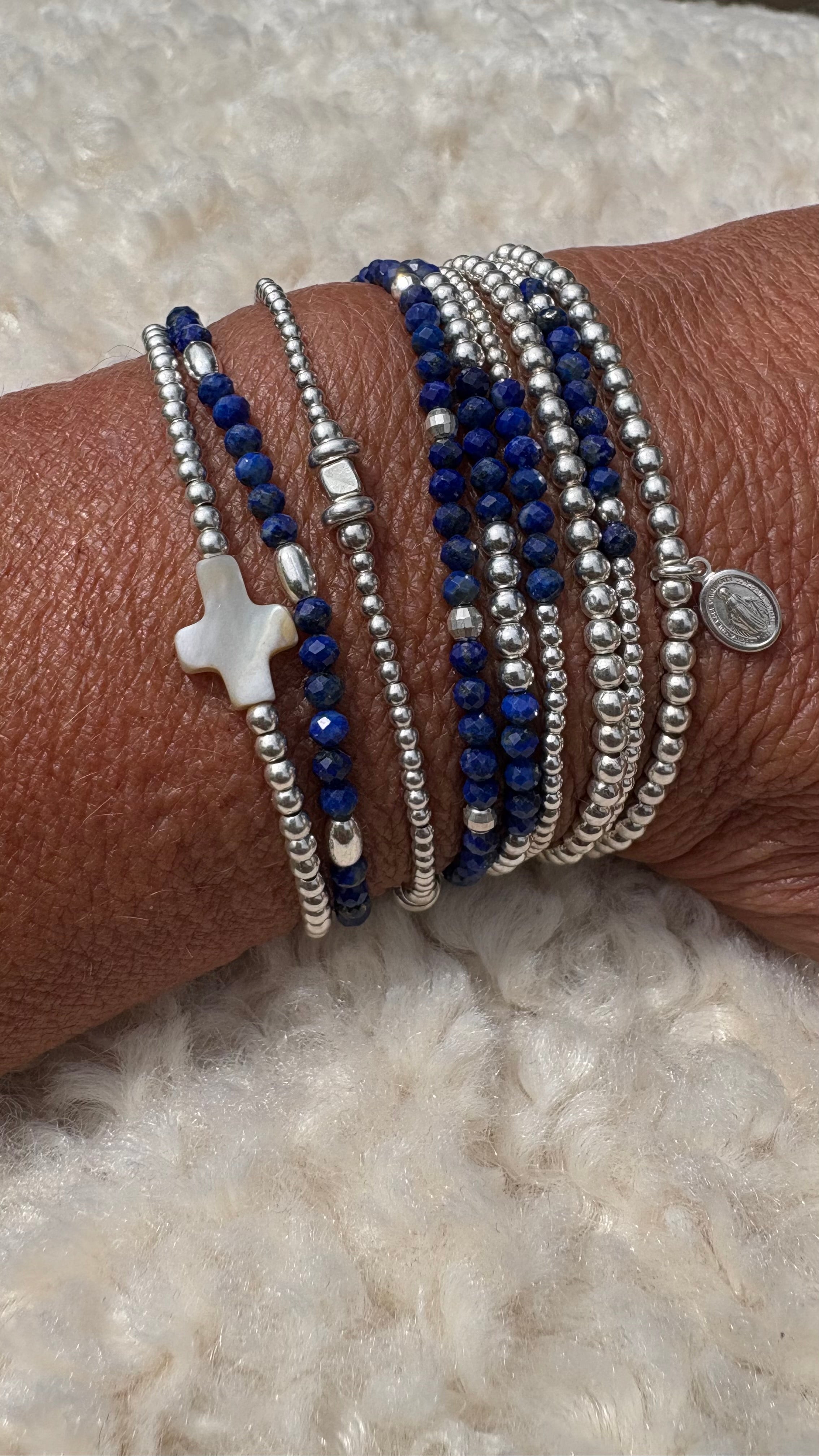 Bracelet Croix Nacre AAA en argent 925 - Perles en Provence (photo 2)