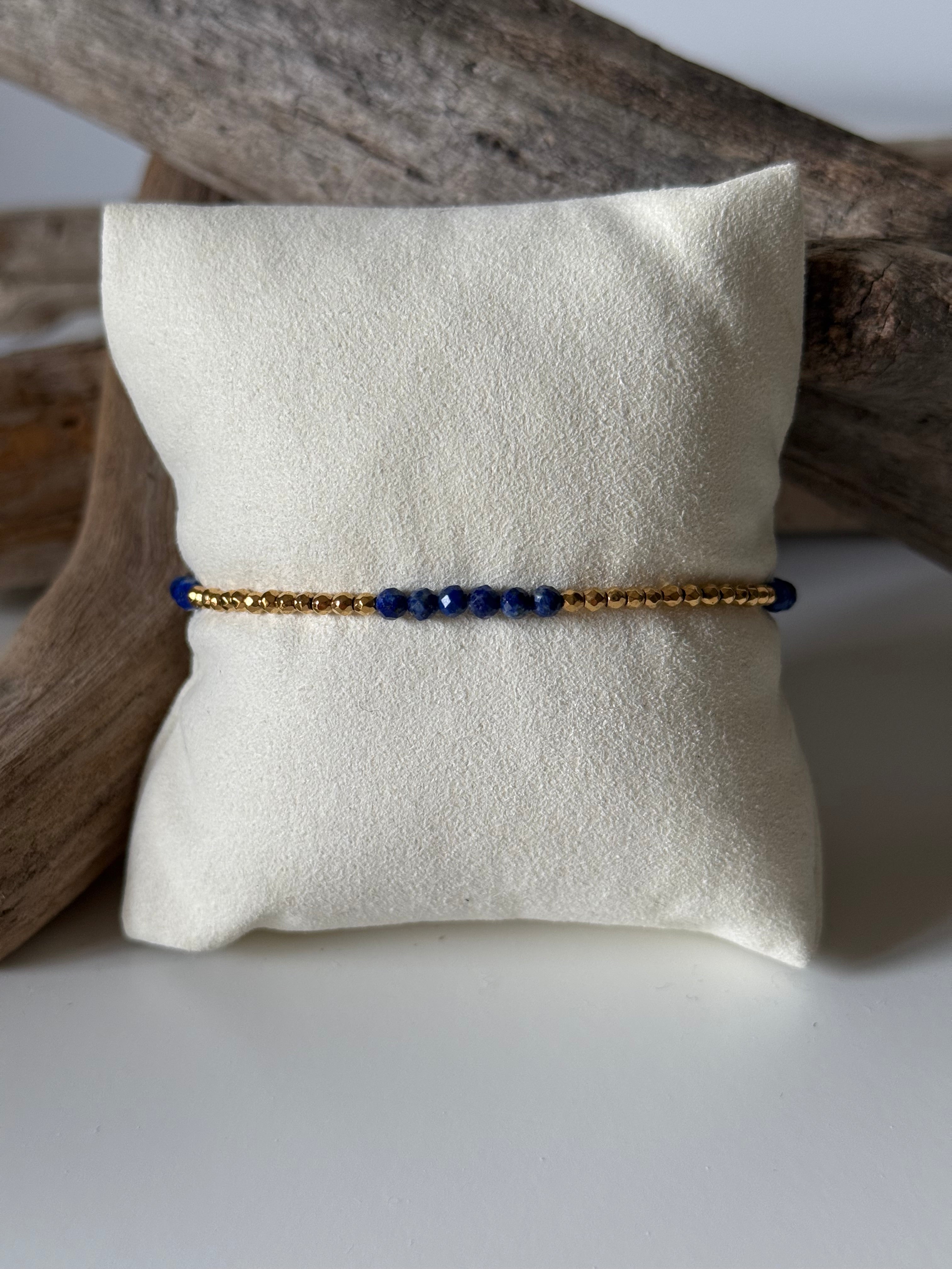 Bracelet Lila doré Lapis d’Afghanistan - Perles en Provence