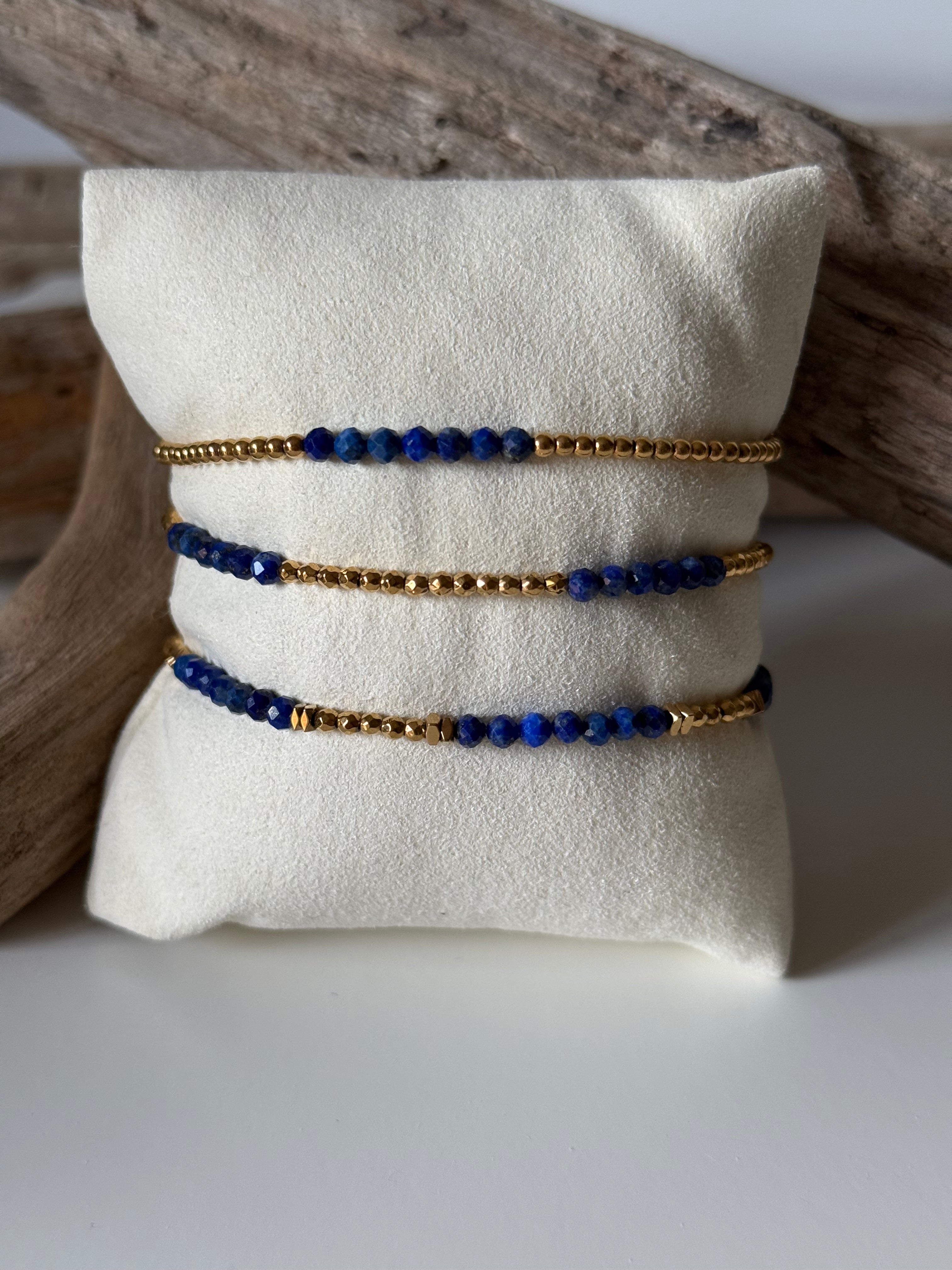 Bracelet Flo doré Lapis d’Afghanistan - Perles en Provence (photo 2)