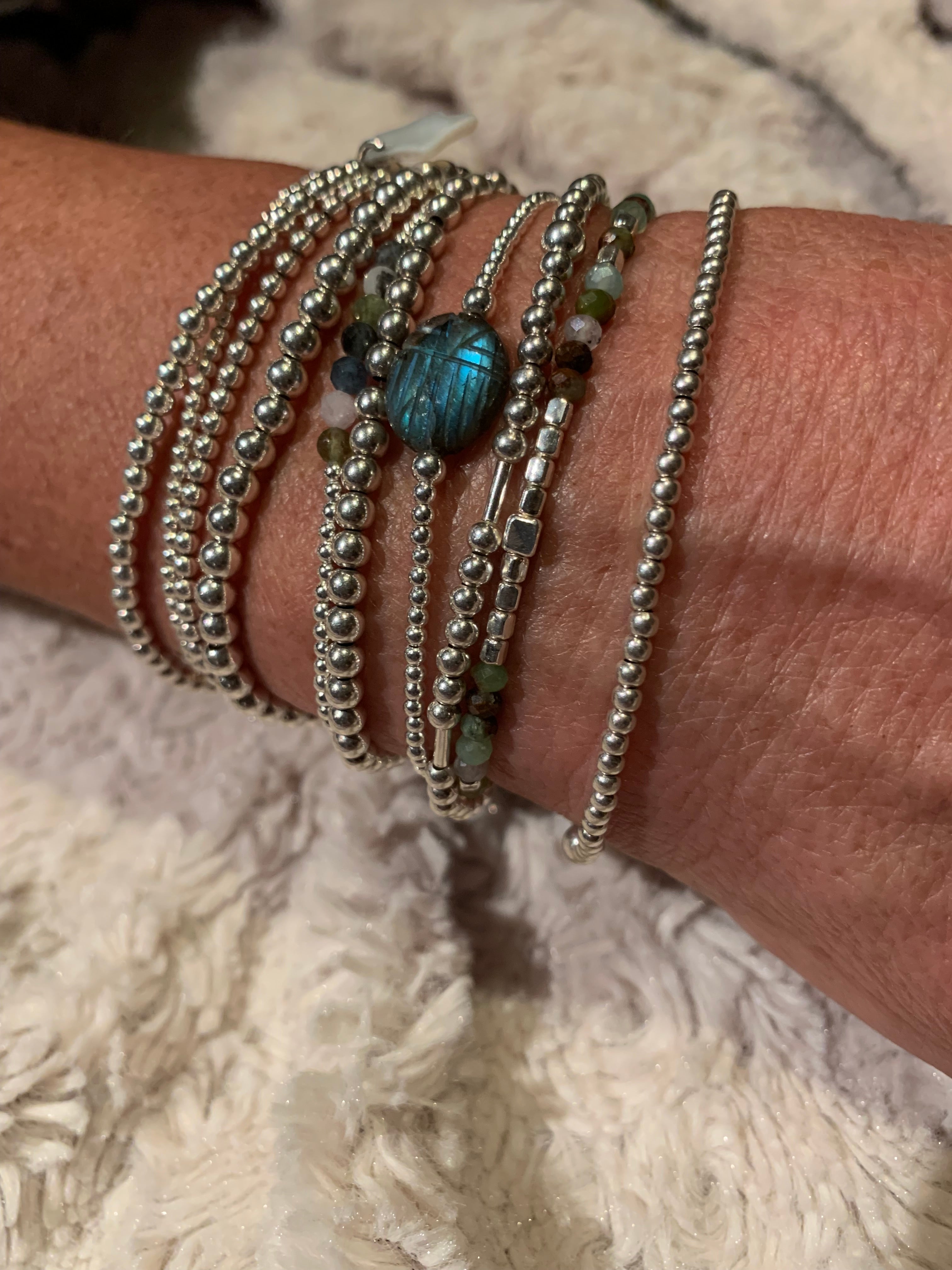 Bracelet Ramsès Labradorite de Madagascar en argent 925 - Perles en Provence (photo 2)