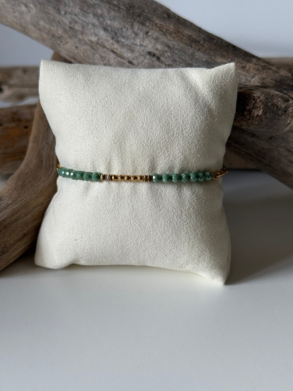 Bracelet Lila doré zirconium vert Émeraude - Perles en Provence