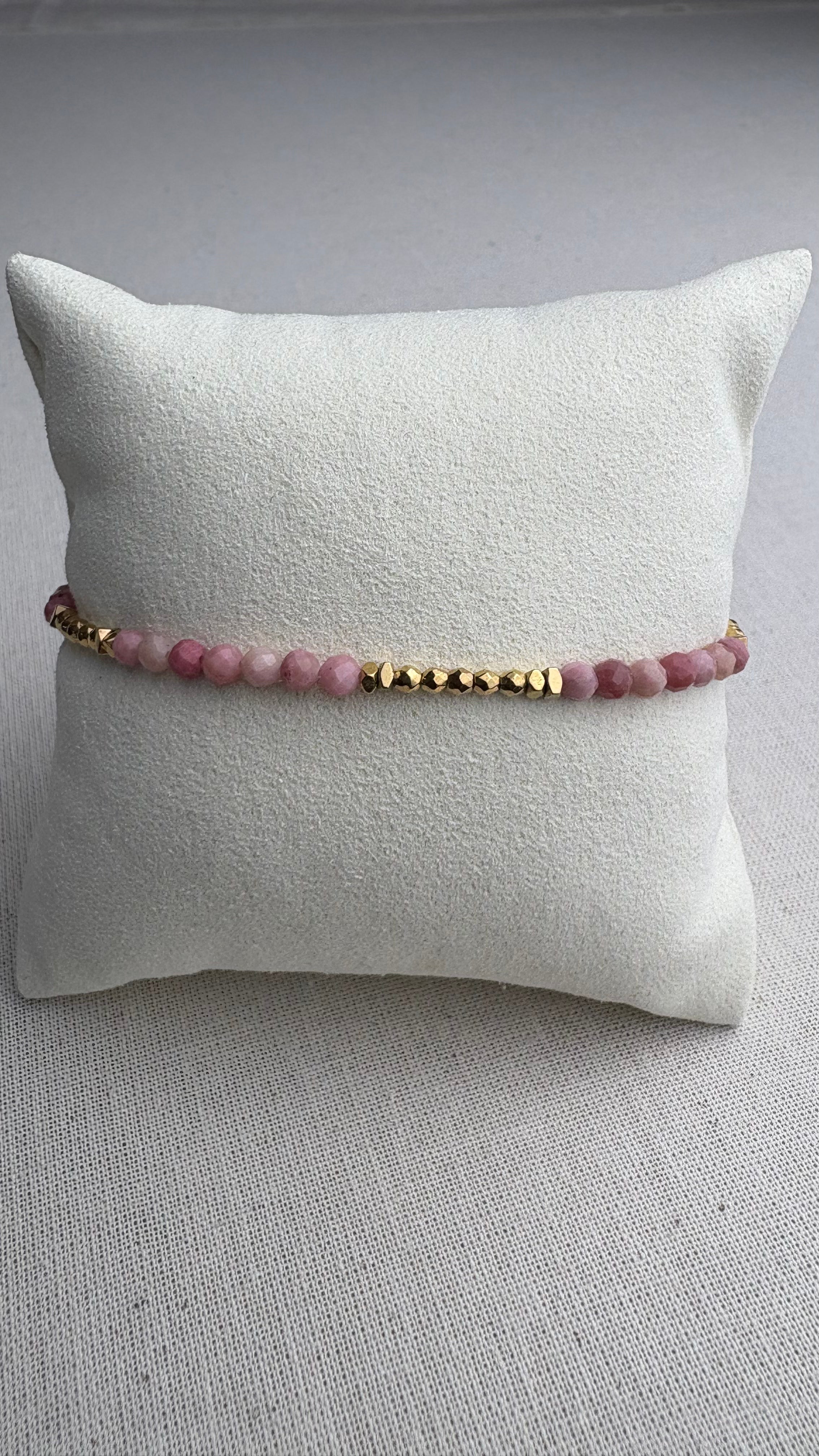 Bracelet Flo doré Rhodochrosite Madagascar - Perles en Provence