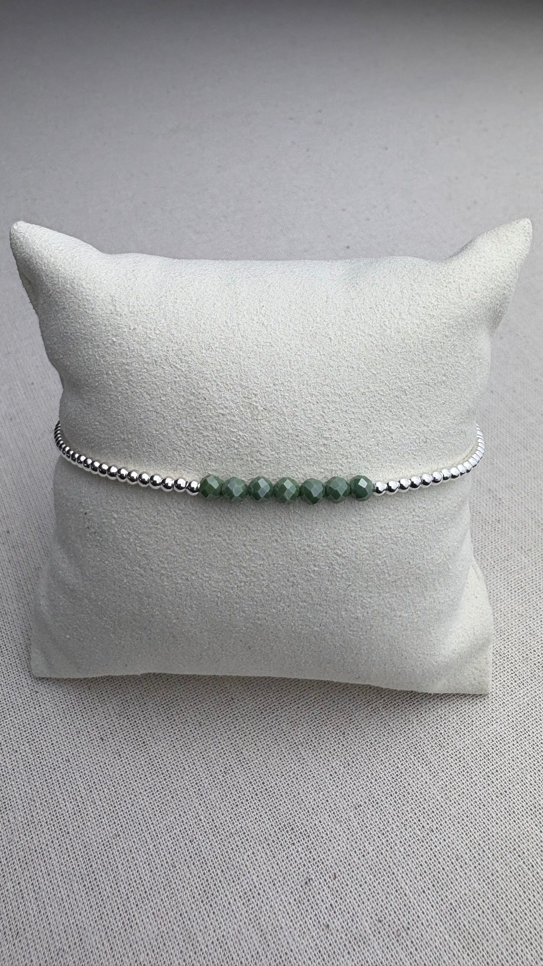 Bracelet Léna Zirconium vert Émeraude en argent 925 - Perles en Provence