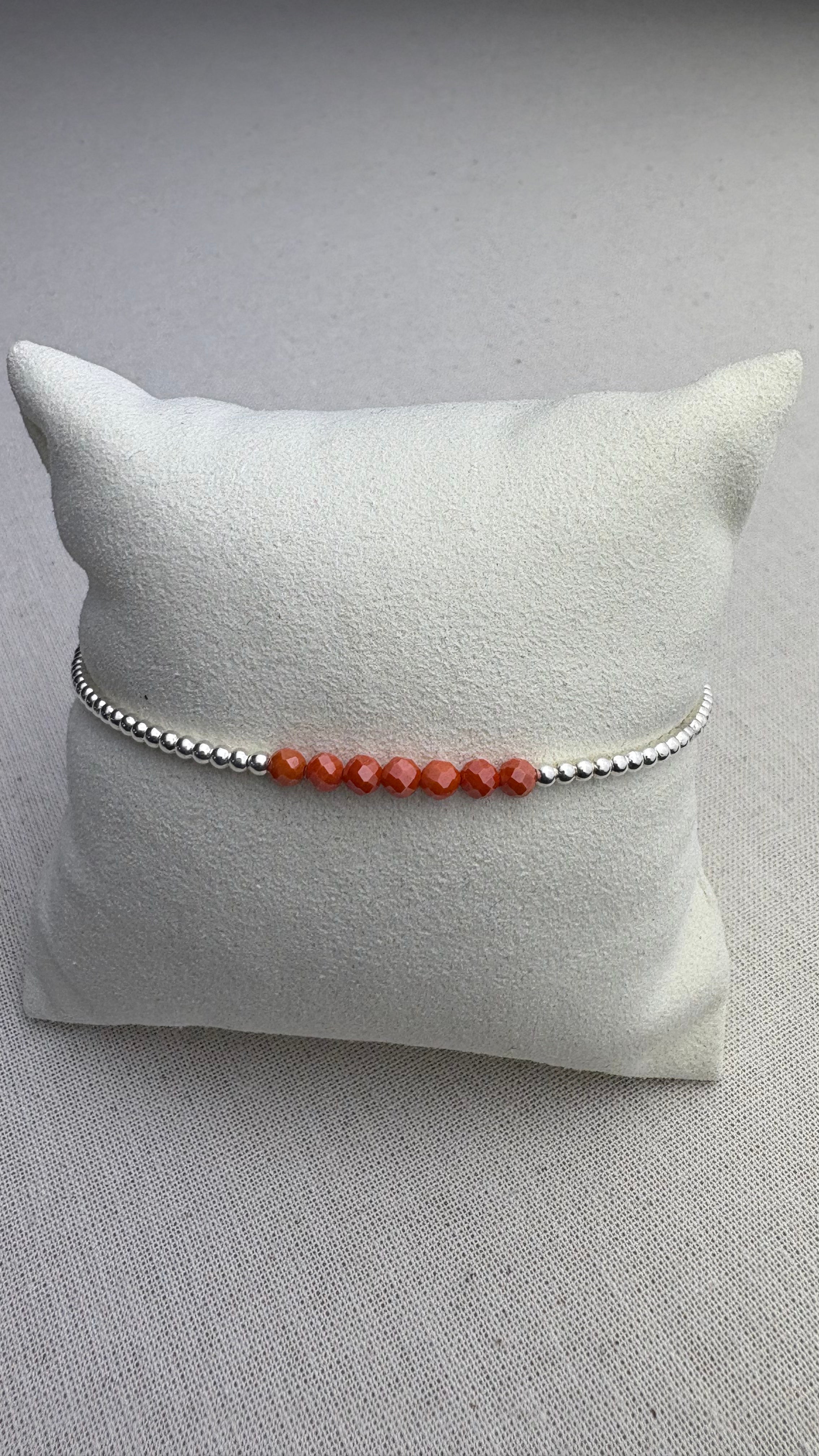 Bracelet Léna zirconium Dark Papaye en argent 925 - Perles en Provence