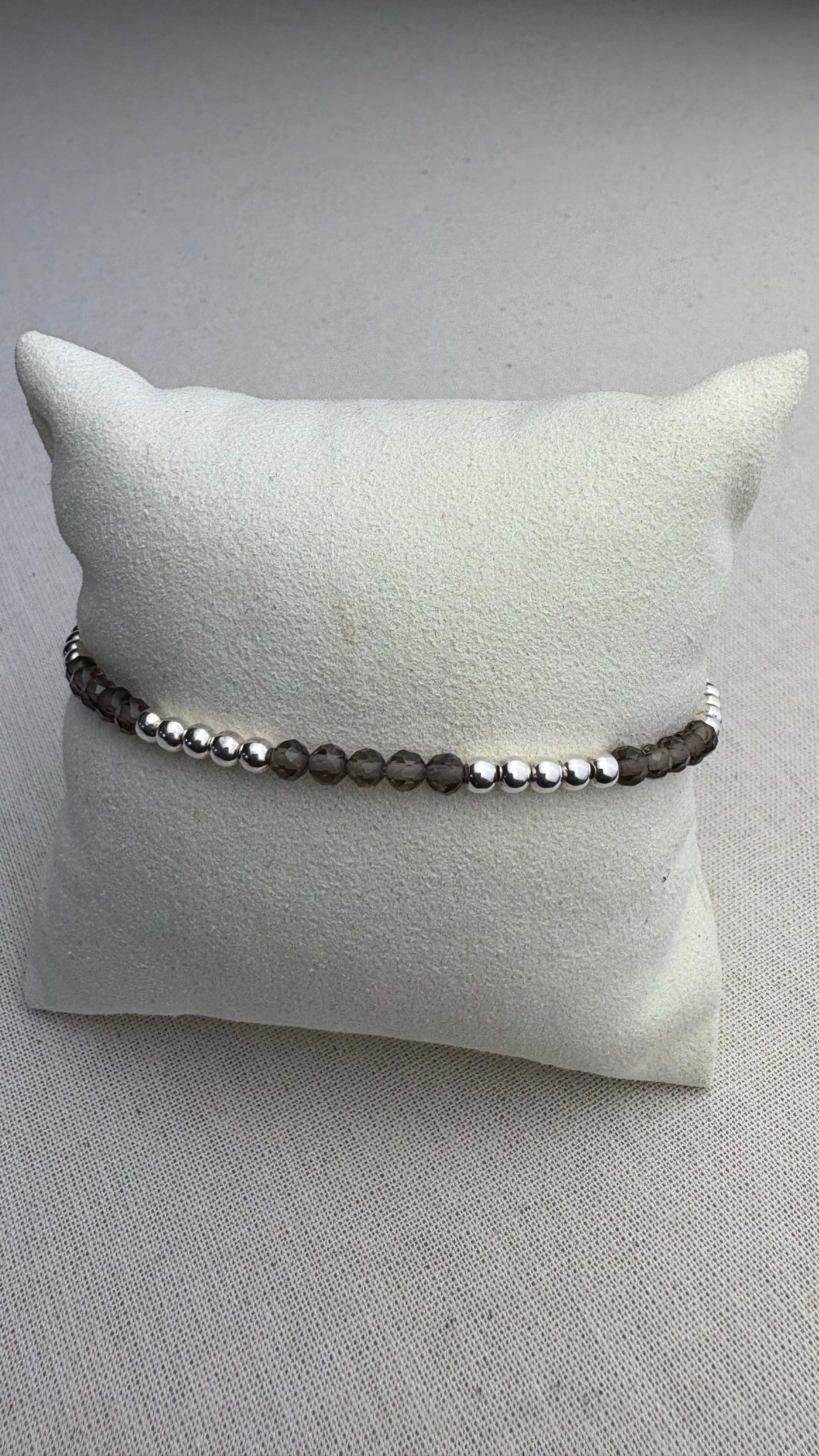 Bracelet Soleil Quartz Brun en argent 925 - Perles en Provence