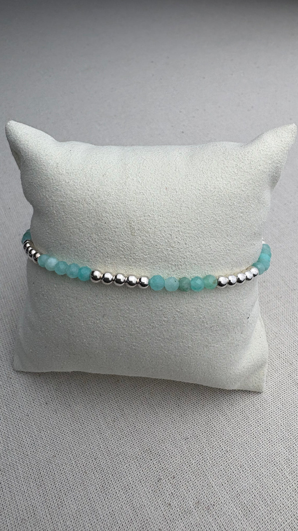 Bracelet Soleil Amazonite verte du Brésil en argent 925 - Perles en Provence