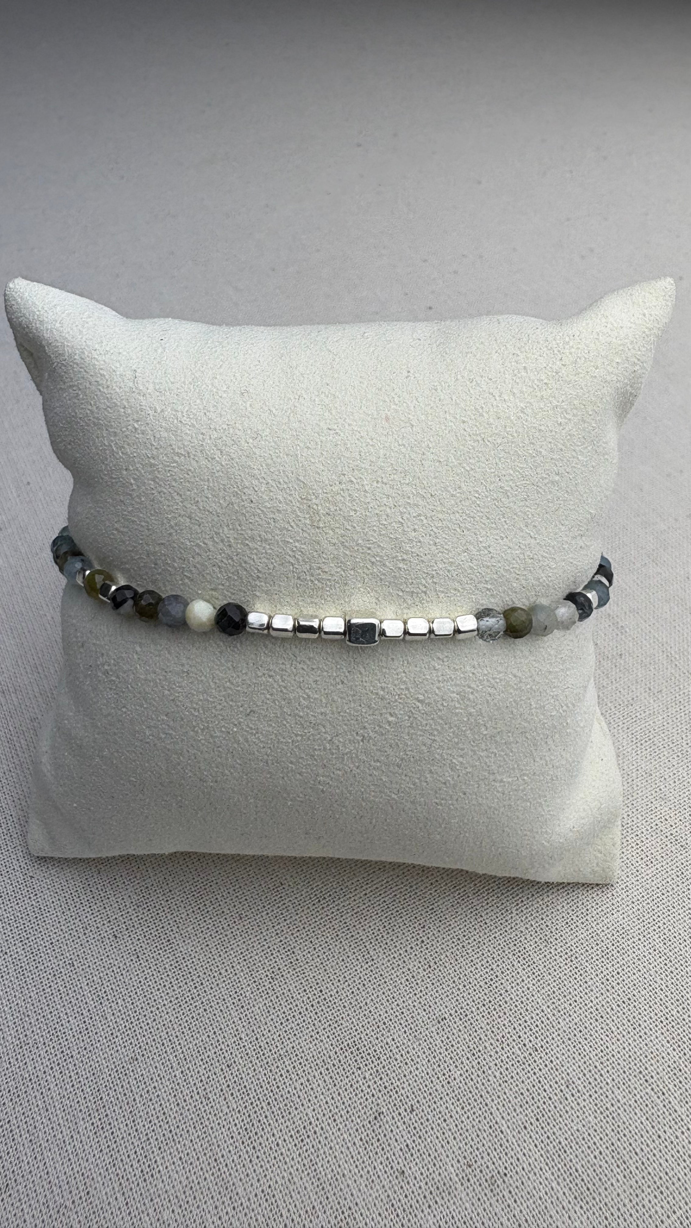 Bracelet Marine Aigue Marine du Brésil en argent 925 - Perles en Provence