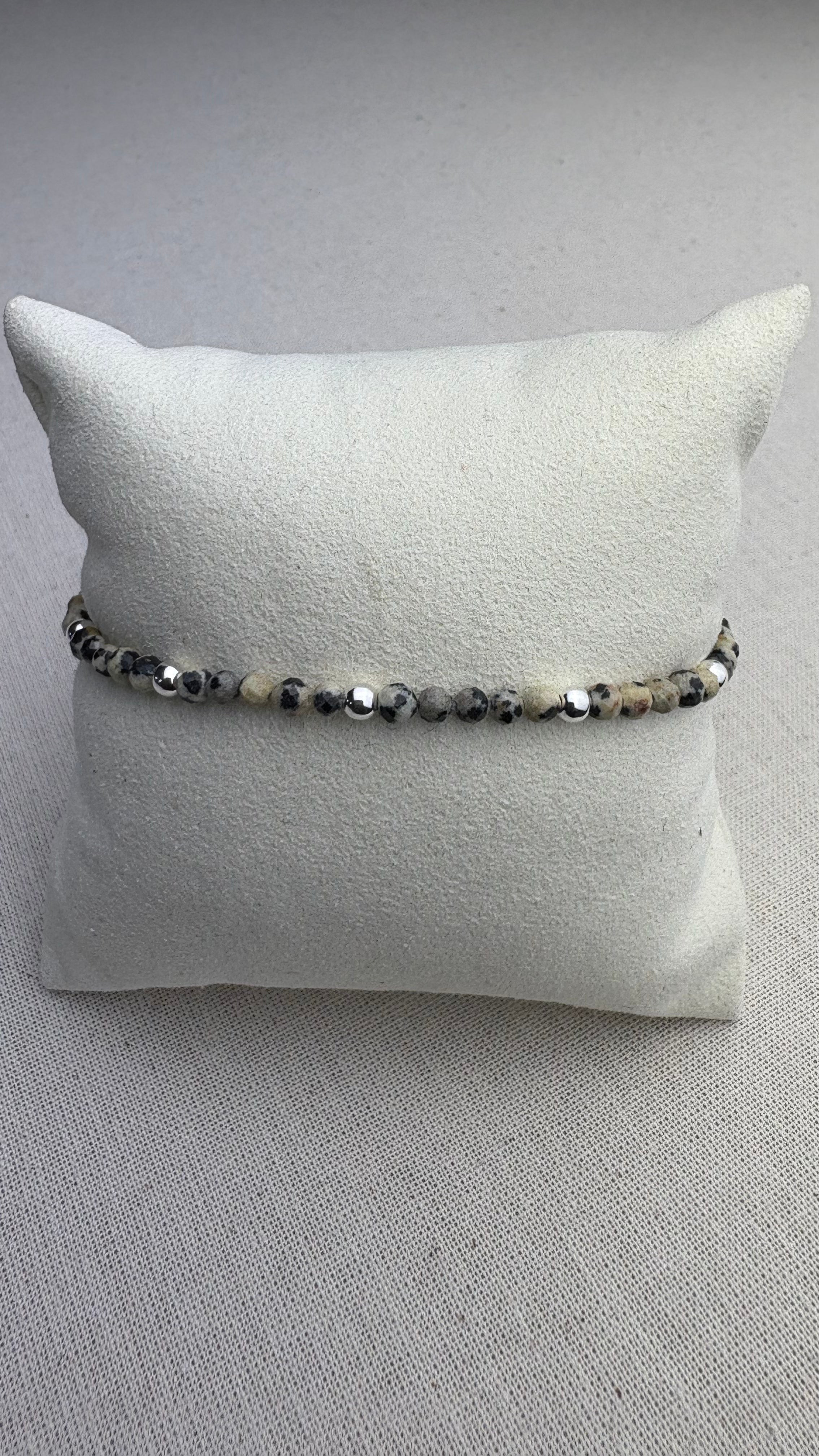 Bracelet Baha Jaspe Dalmatien en argent 925 - Perles en Provence