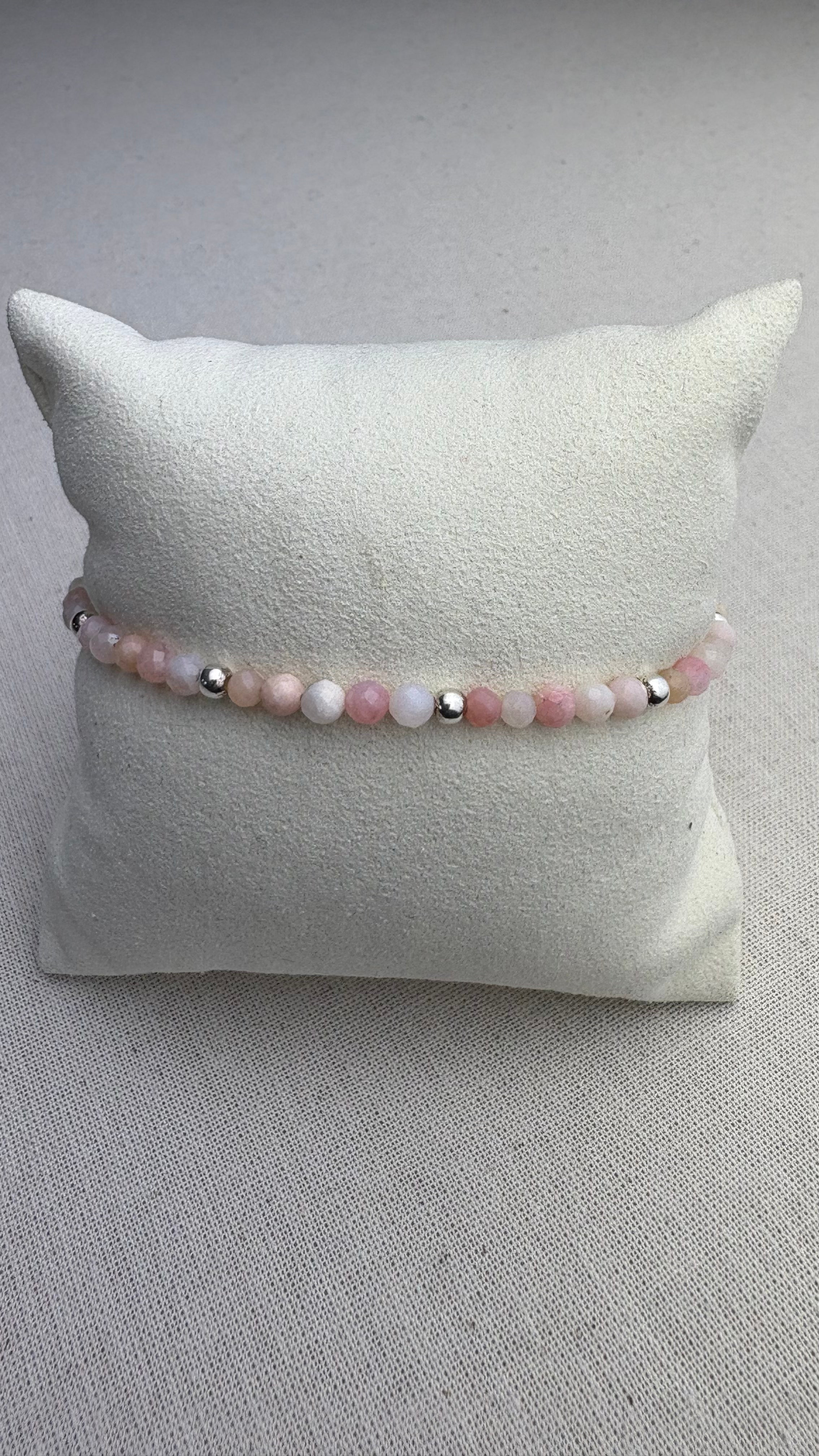 Bracelet Baha Opale Rose du Brésil en argent 925 - Perles en Provence