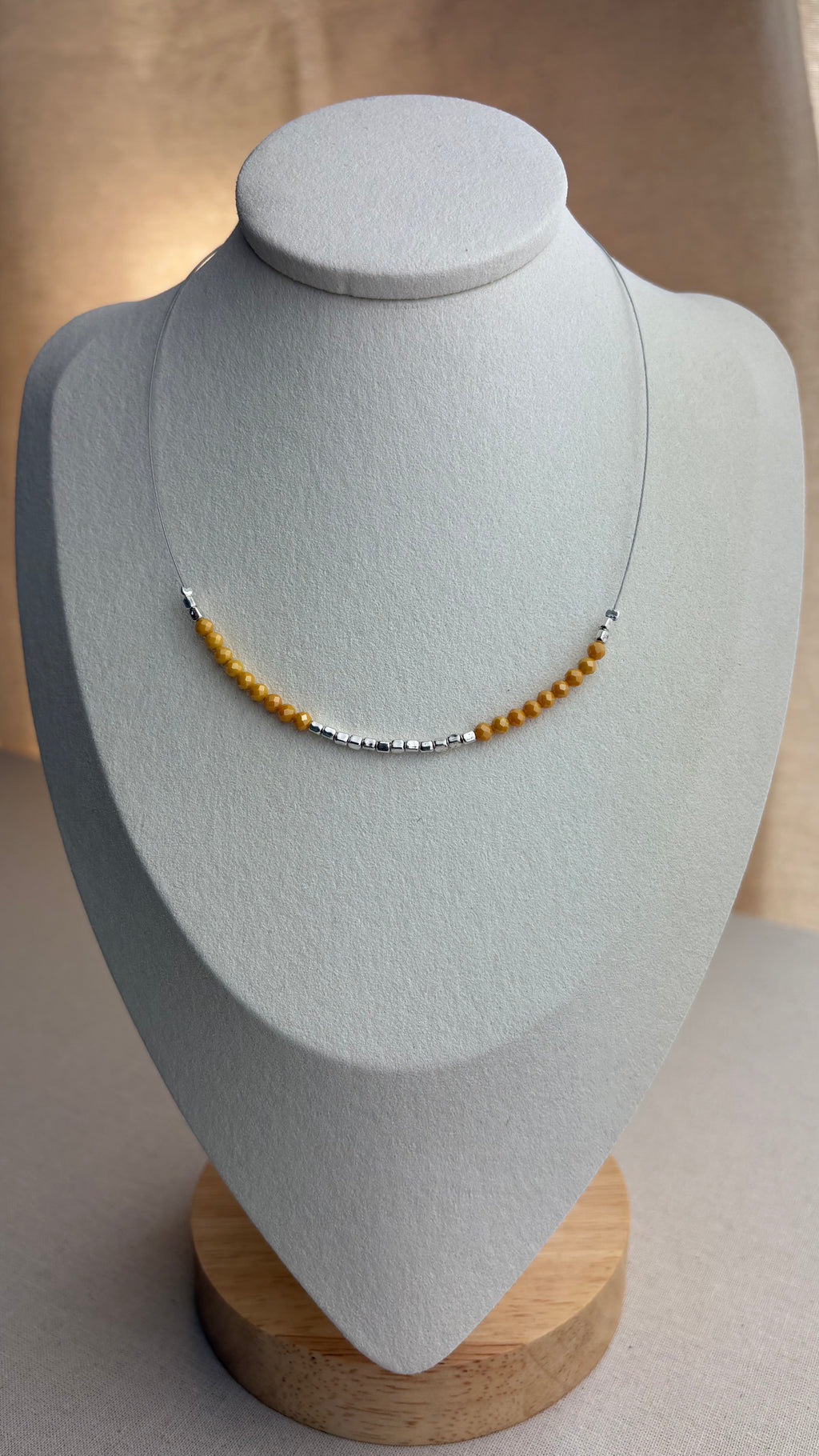 Collier ras de cou Zirconium papaye en argent 925 - Perles en Provence