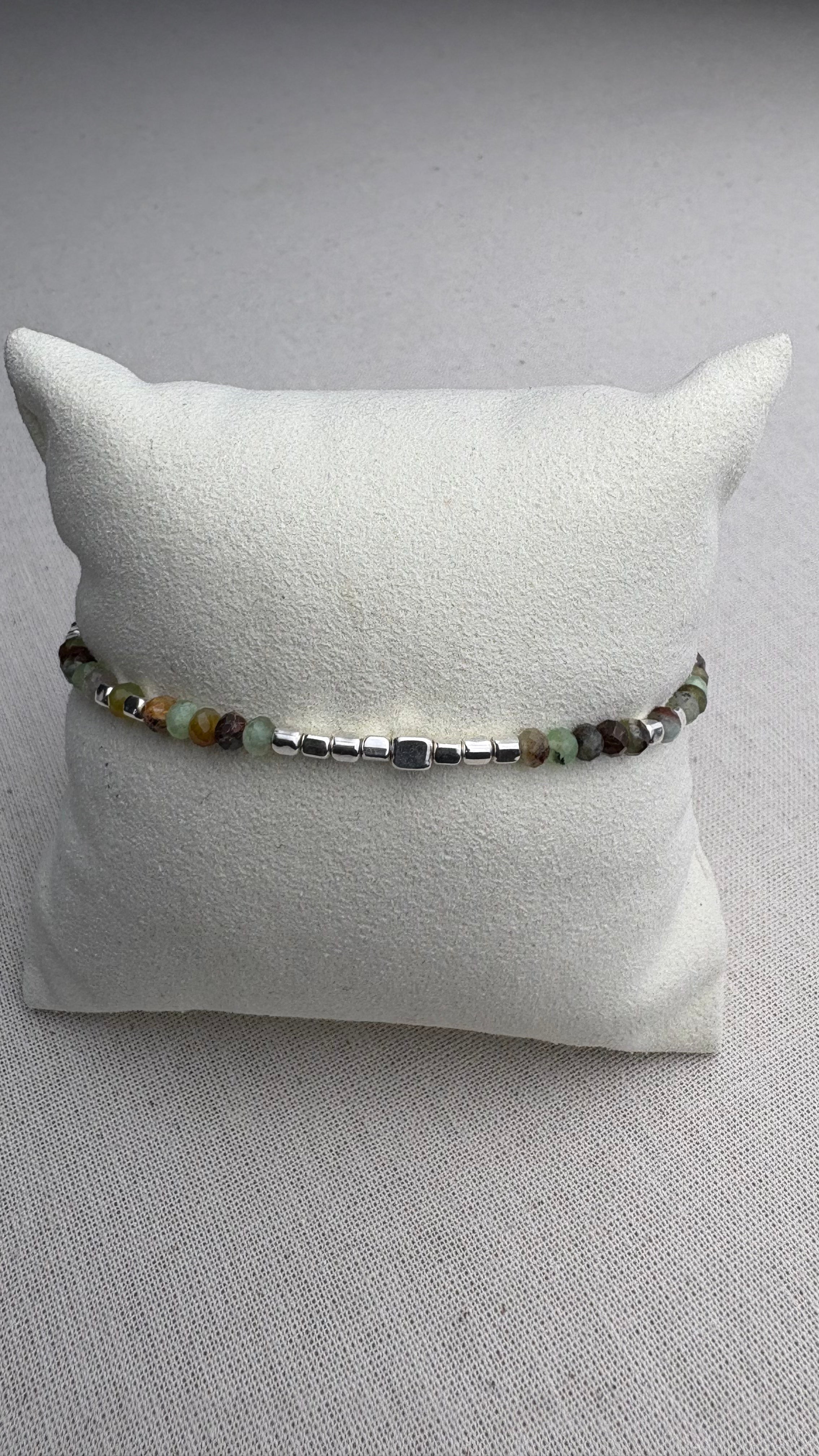 Bracelet Marine Chrysoprase du Brésil en argent 925 - Perles en Provence