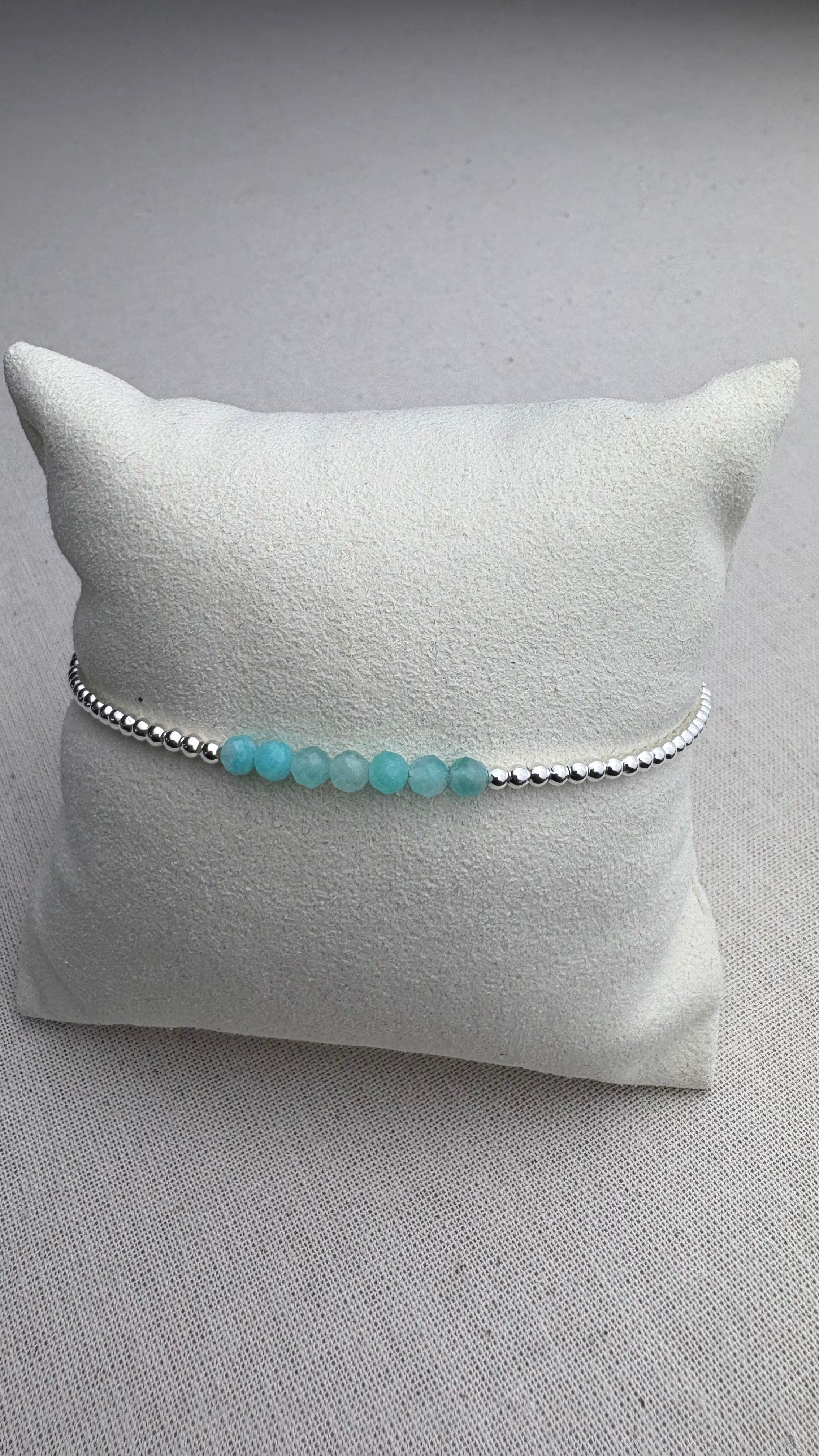 Bracelet Léna Amazonite du Brésil en argent 925 - Perles en Provence