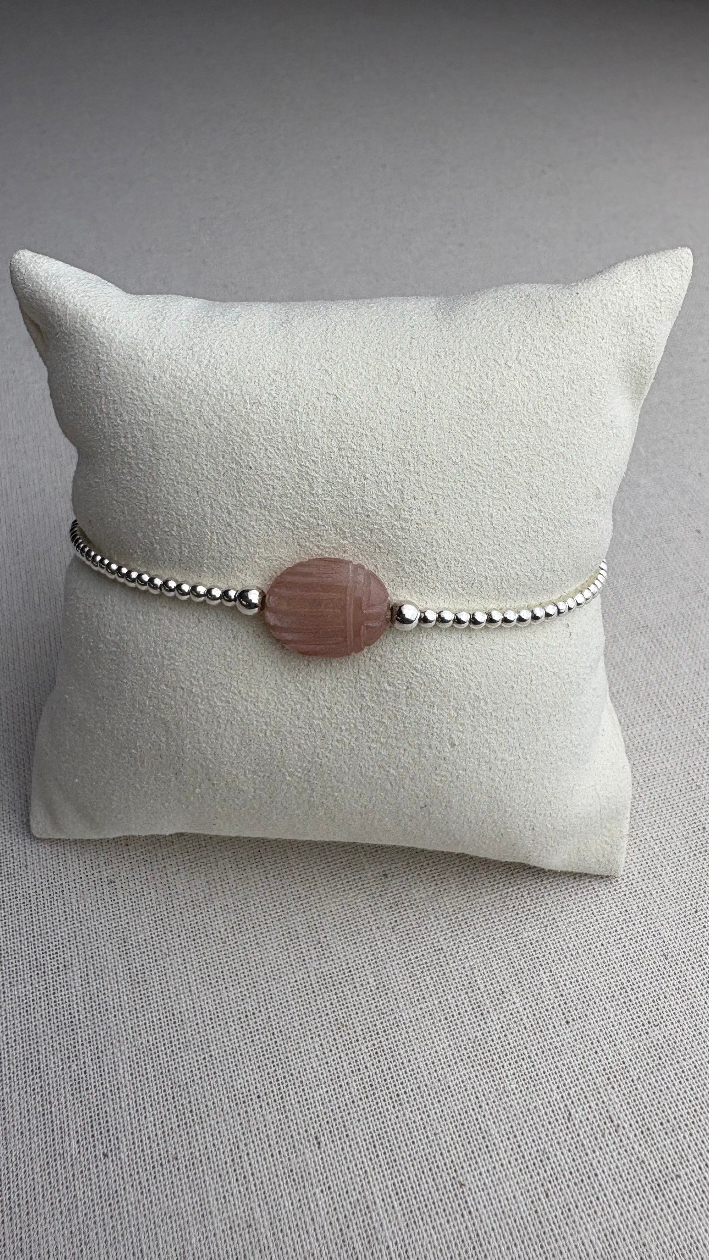 Bracelet Ramsès Quartz Rose en argent 925 - Perles en Provence