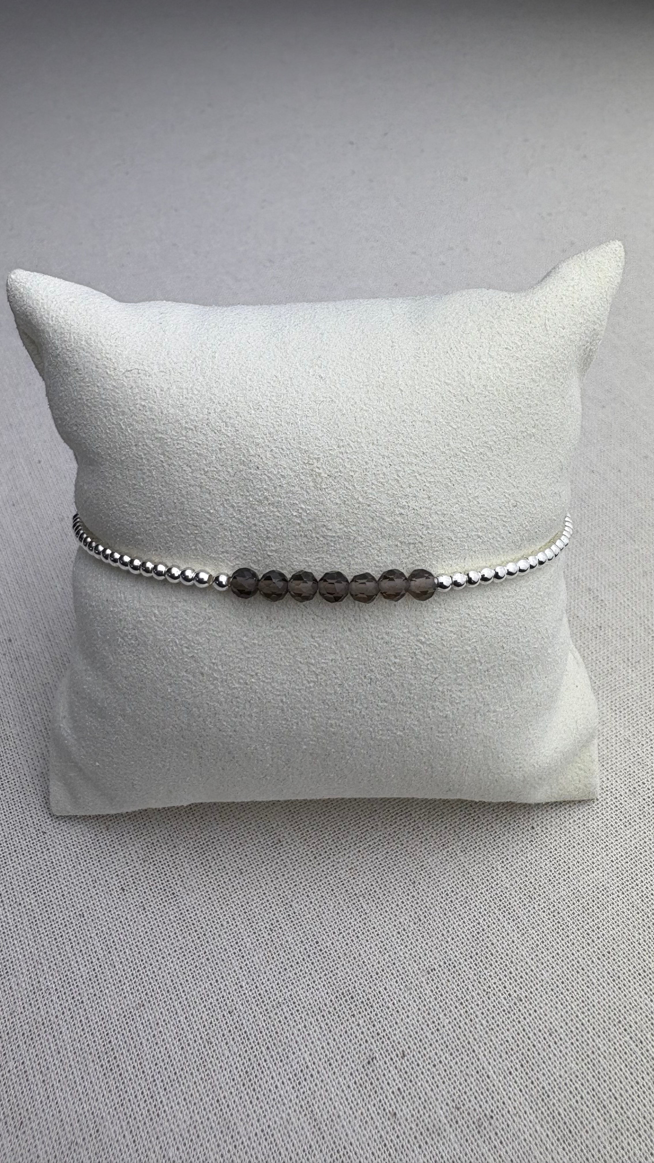 Bracelet Léna Quartz Brun en argent 925 - Perles en Provence