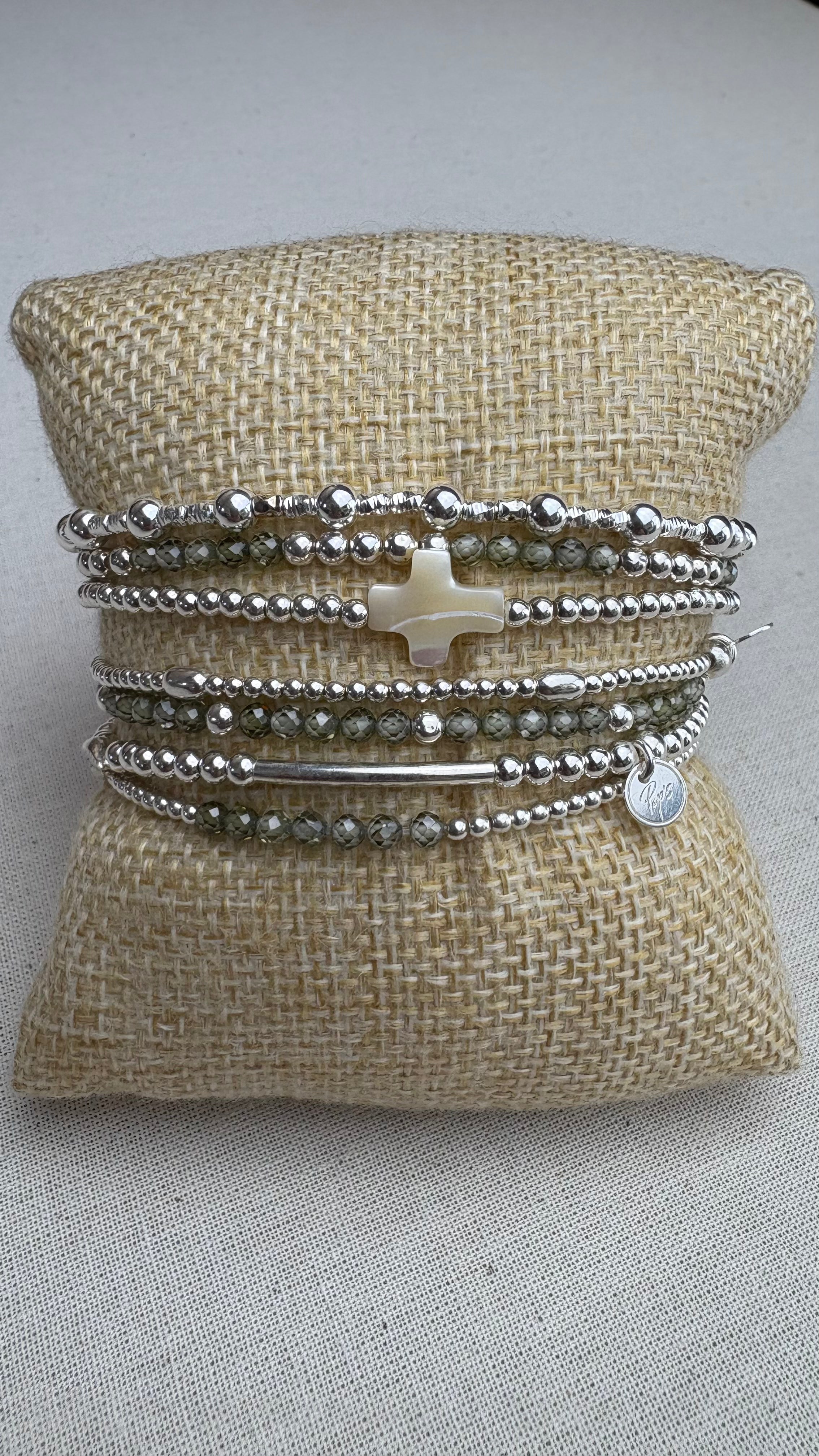 Bracelet Soleil Zirconium Kaki en argent 925 - Perles en Provence (photo 2)