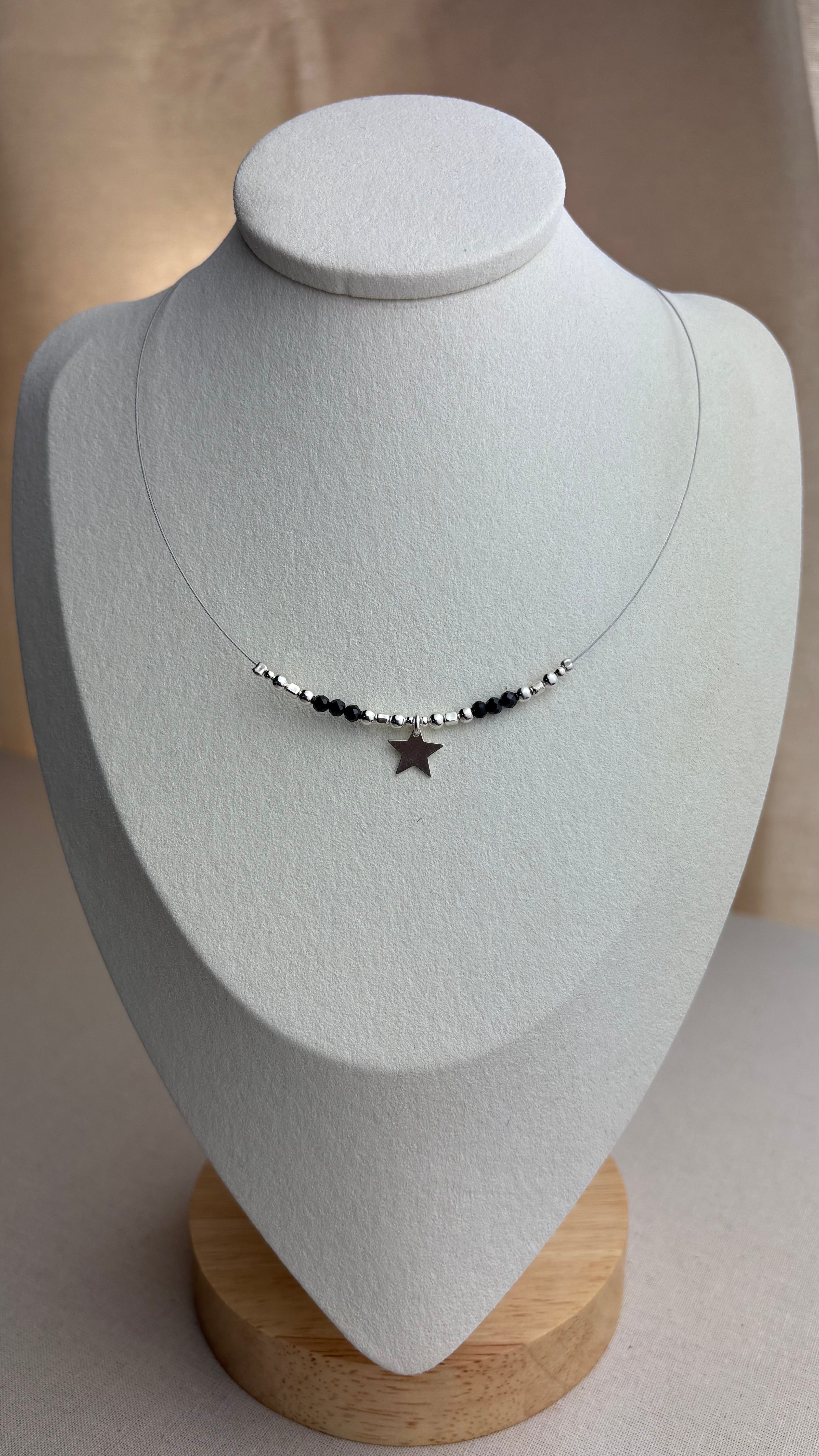 Collier ras de cou Étoile Onyx en argent 925 - Perles en Provence