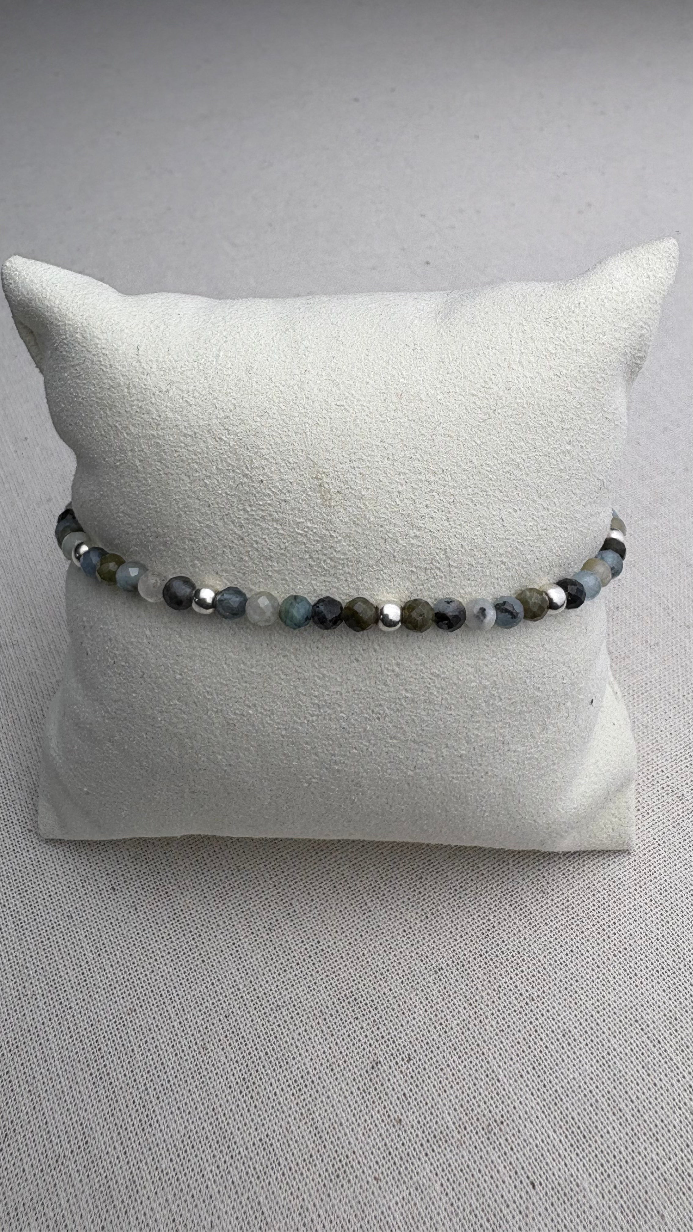 Bracelet Baha Aigue Marine en argent 925 - Perles en Provence