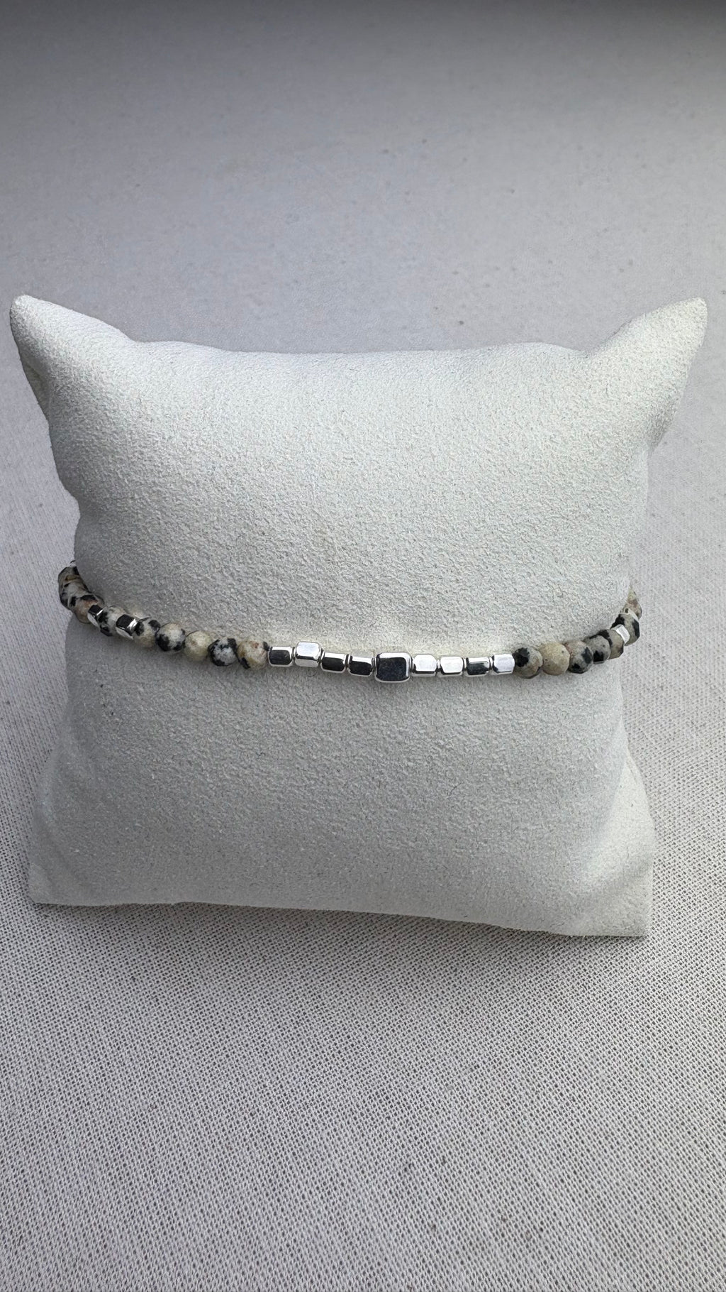 Bracelet Marine Jaspe Dalmatien en argent 925 - Perles en Provence
