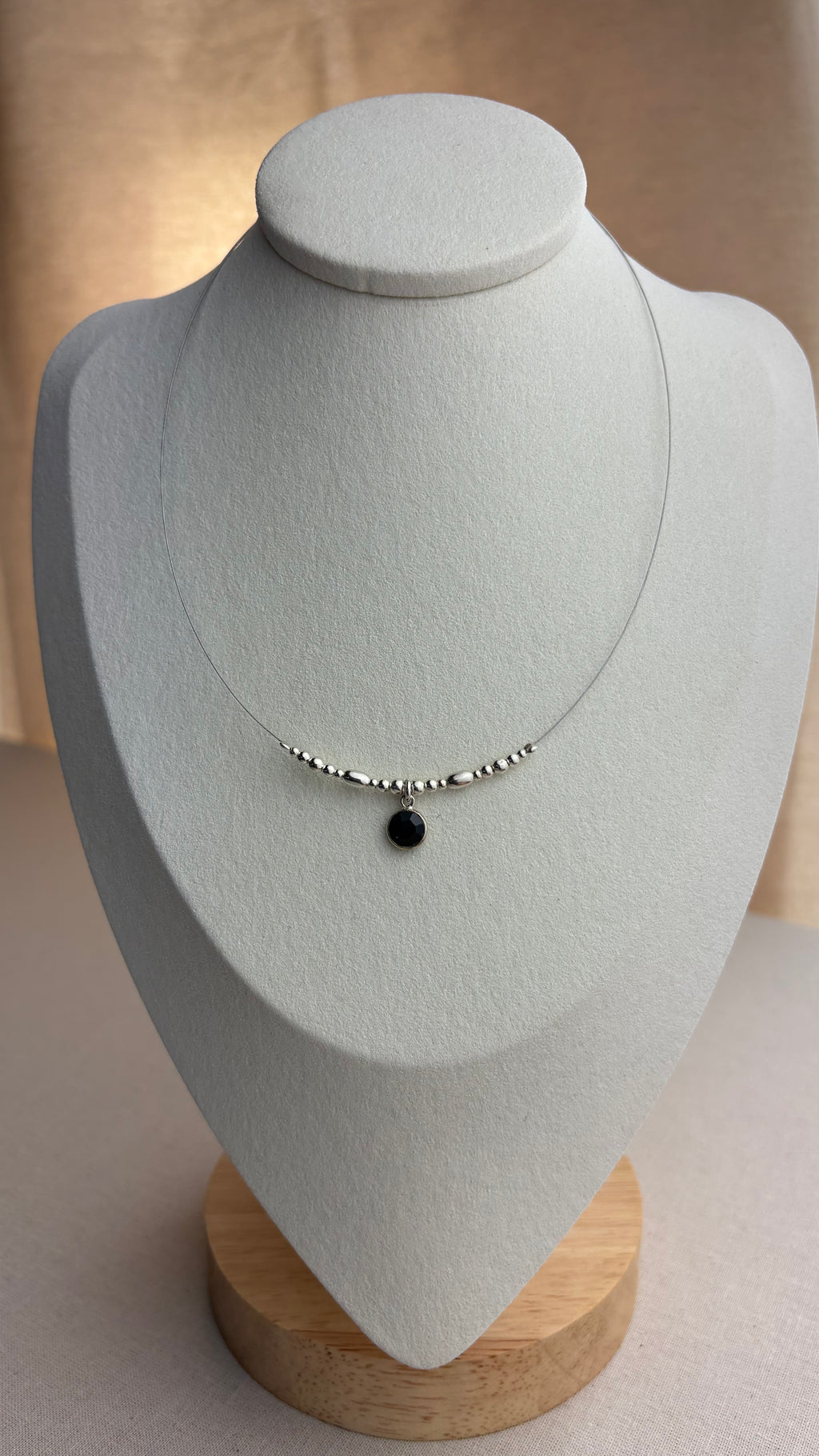 Collier ras de cou Briolette Onyx en argent 925 - Perles en Provence