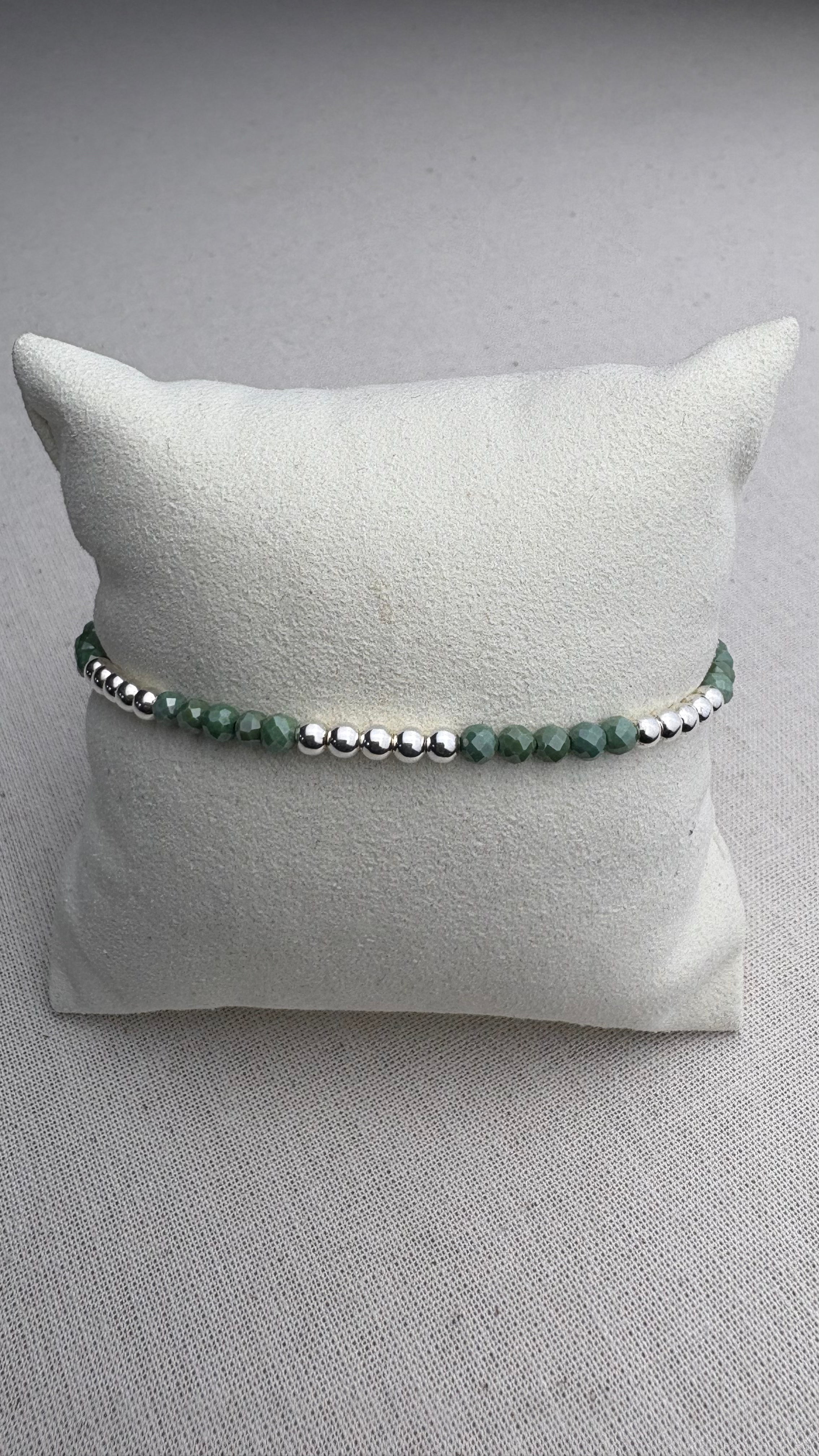 Bracelet Soleil Zirconium vert Émeraude en argent 925 - Perles en Provence