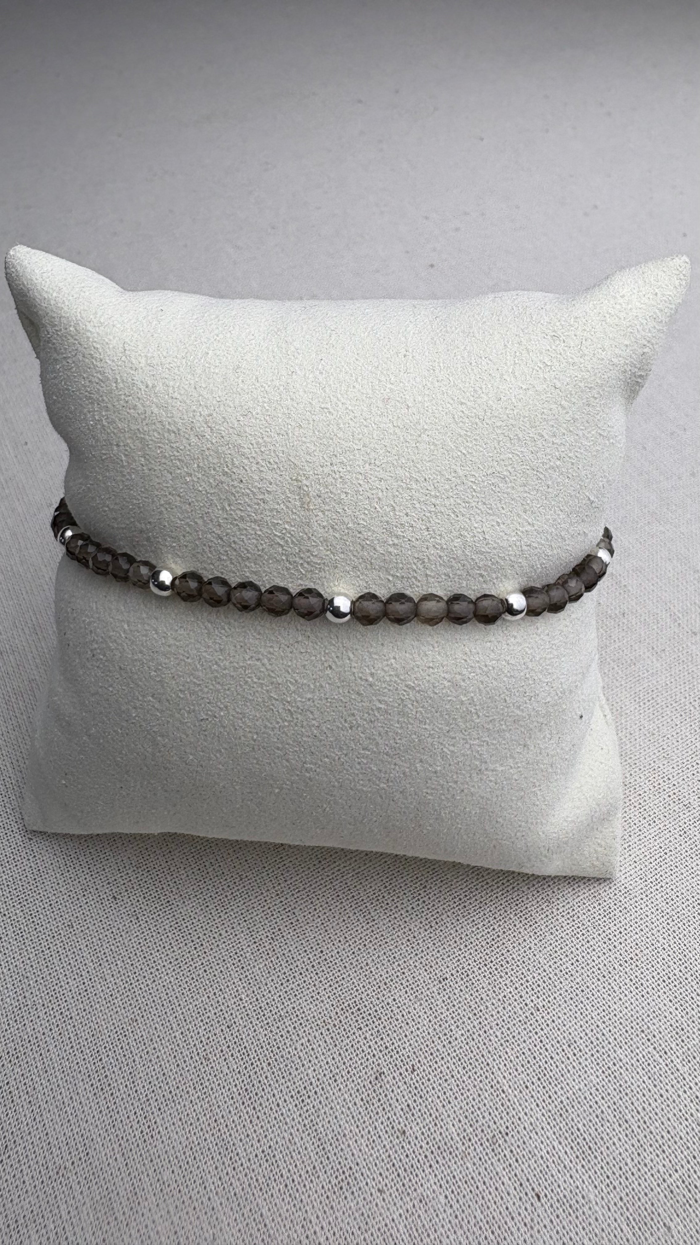 Bracelet Baha Quartz Fumé du Brésil en argent 925 - Perles en Provence
