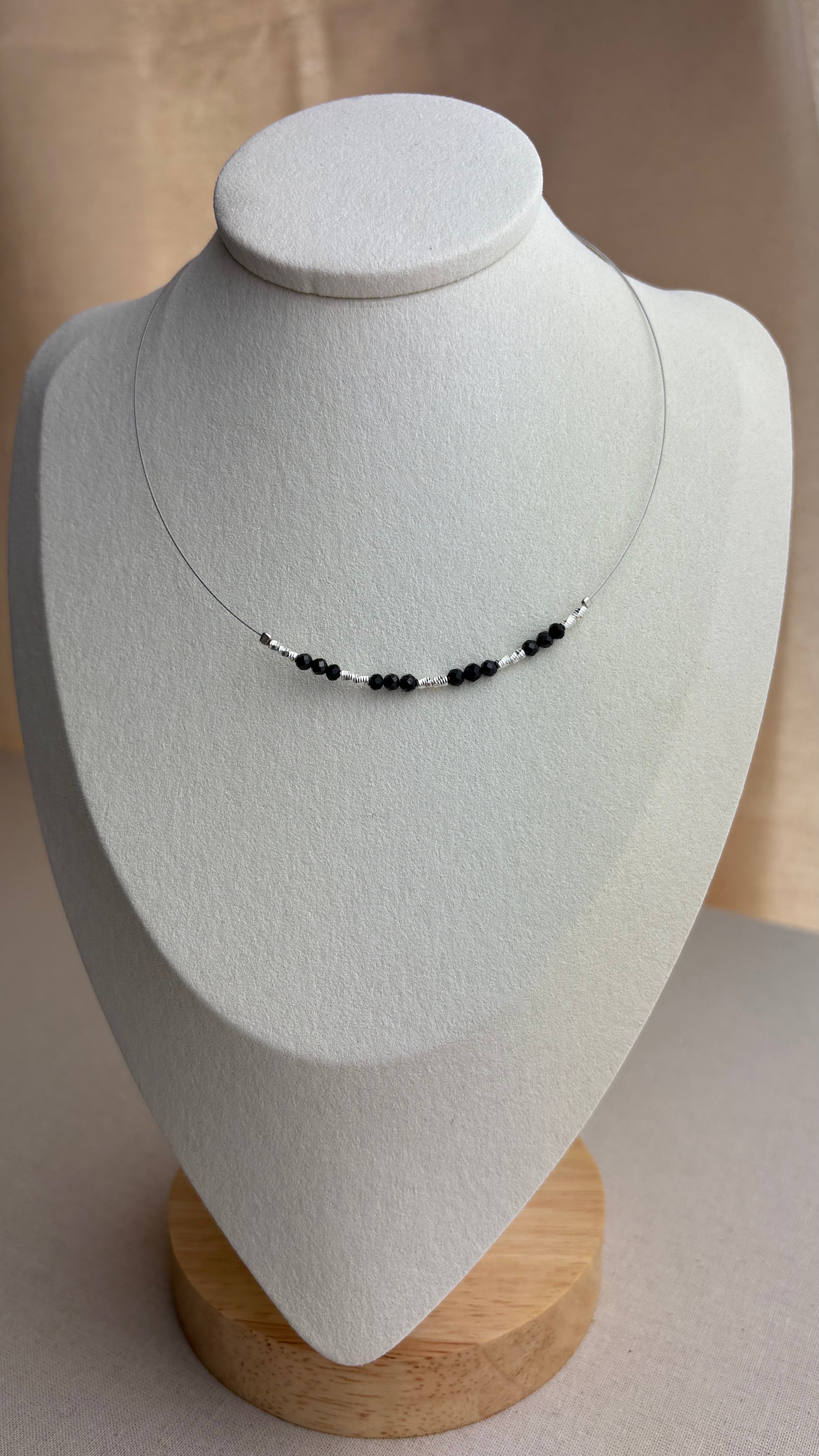 Collier ras de cou Argent 925 Onyx - Perles en Provence