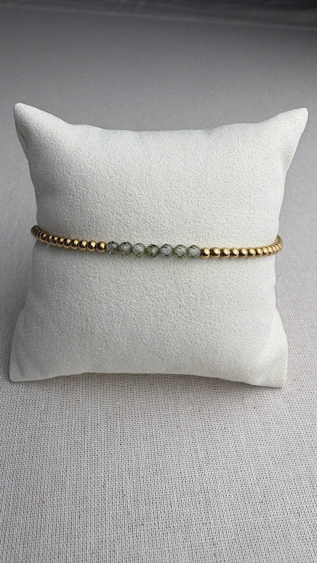 Bracelet Léna Doré Zirconium Kaki - Perles en Provence