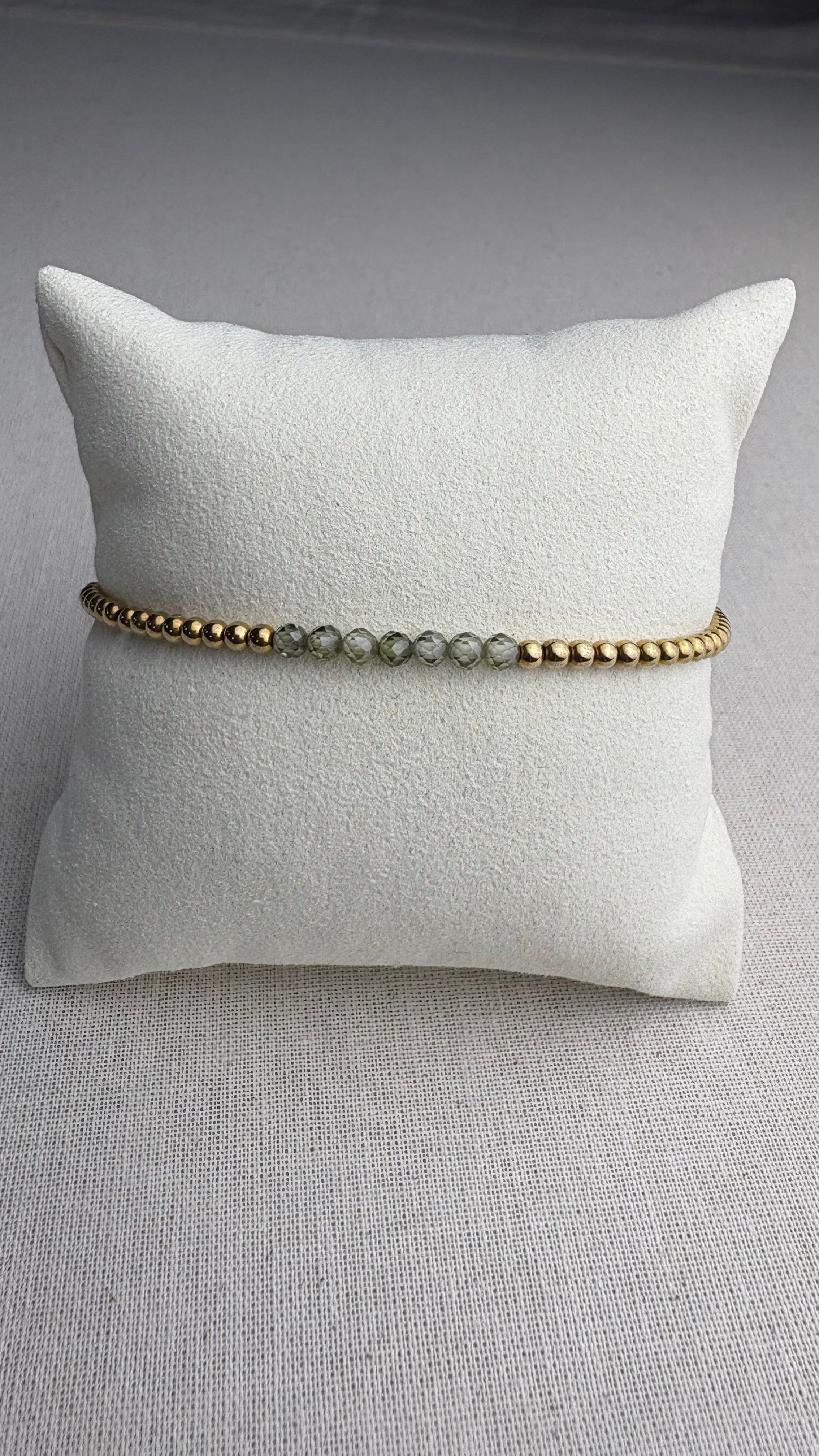 Bracelet Léna Doré Zirconium Kaki - Perles en Provence