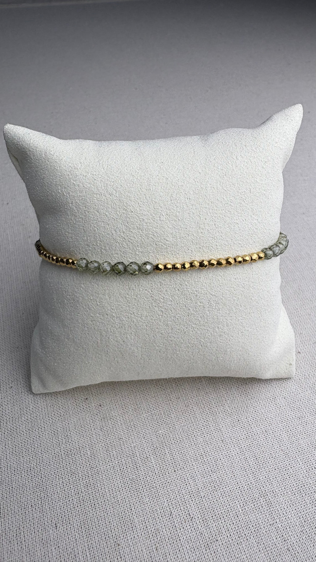 Bracelet Lila doré zirconium kaki - Perles en Provence