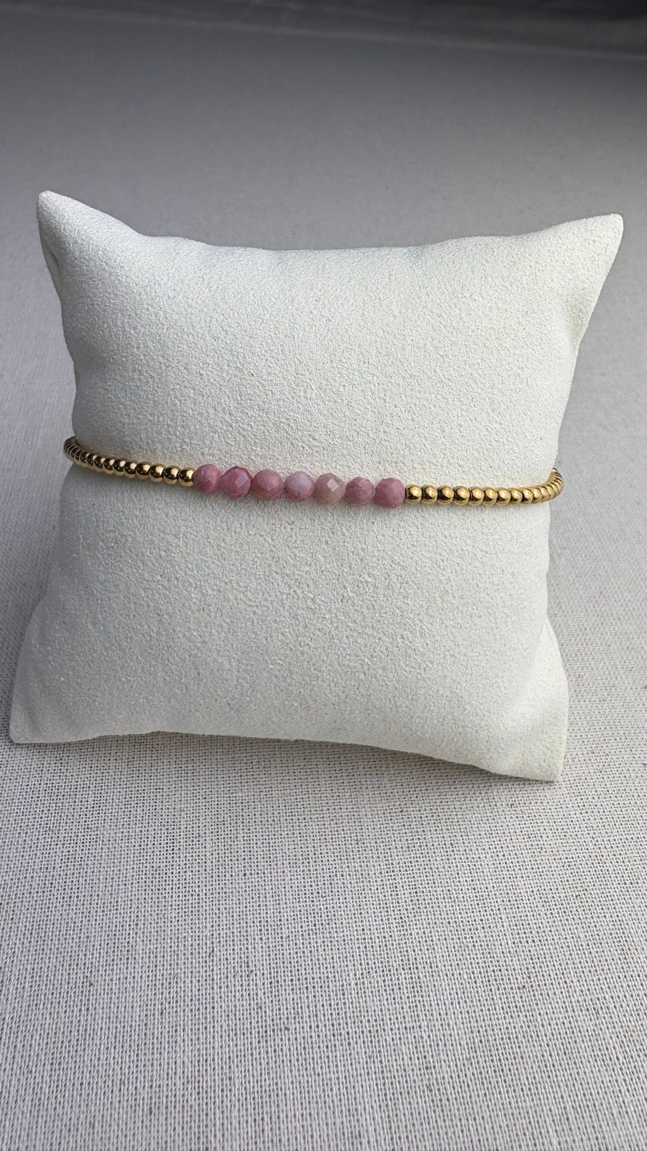 Bracelet Léna doré Rhodochrosite de Madagascar - Perles en Provence