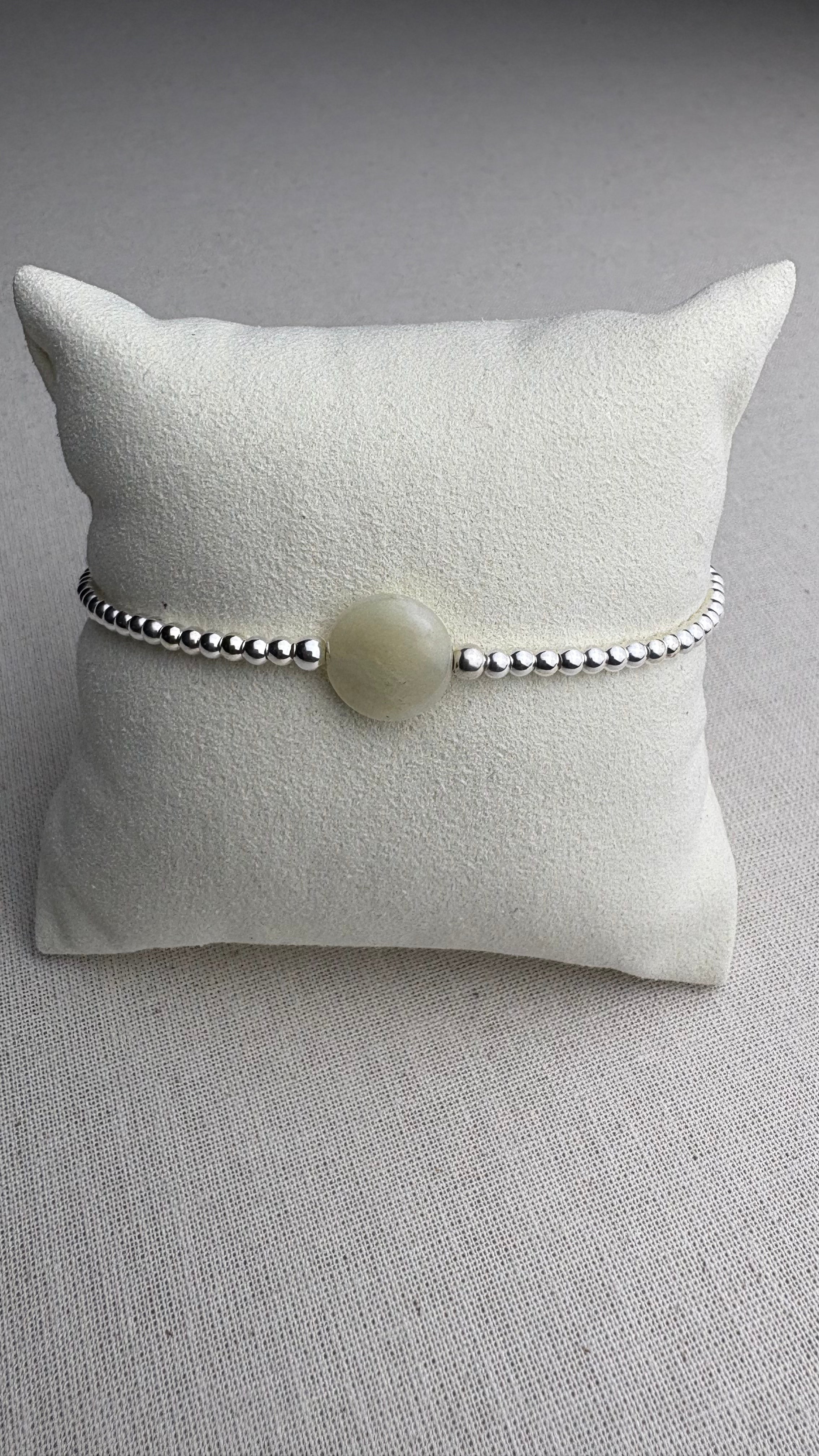 Bracelet Dune Pierre de Lune  d’Afrique en argent 925 - Perles en Provence