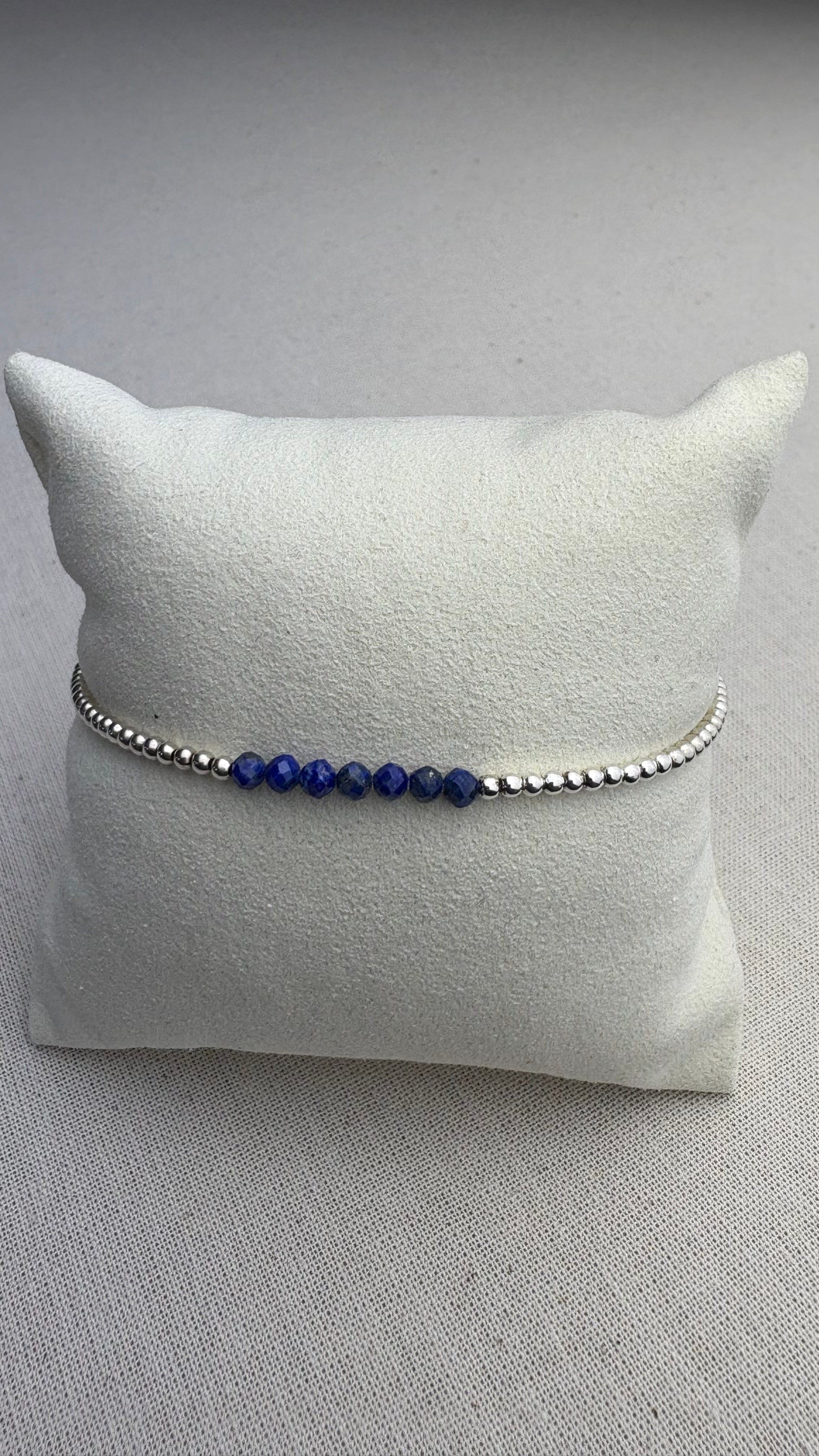 Bracelet Léna Lapis d’Afghanistan en argent 925 - Perles en Provence