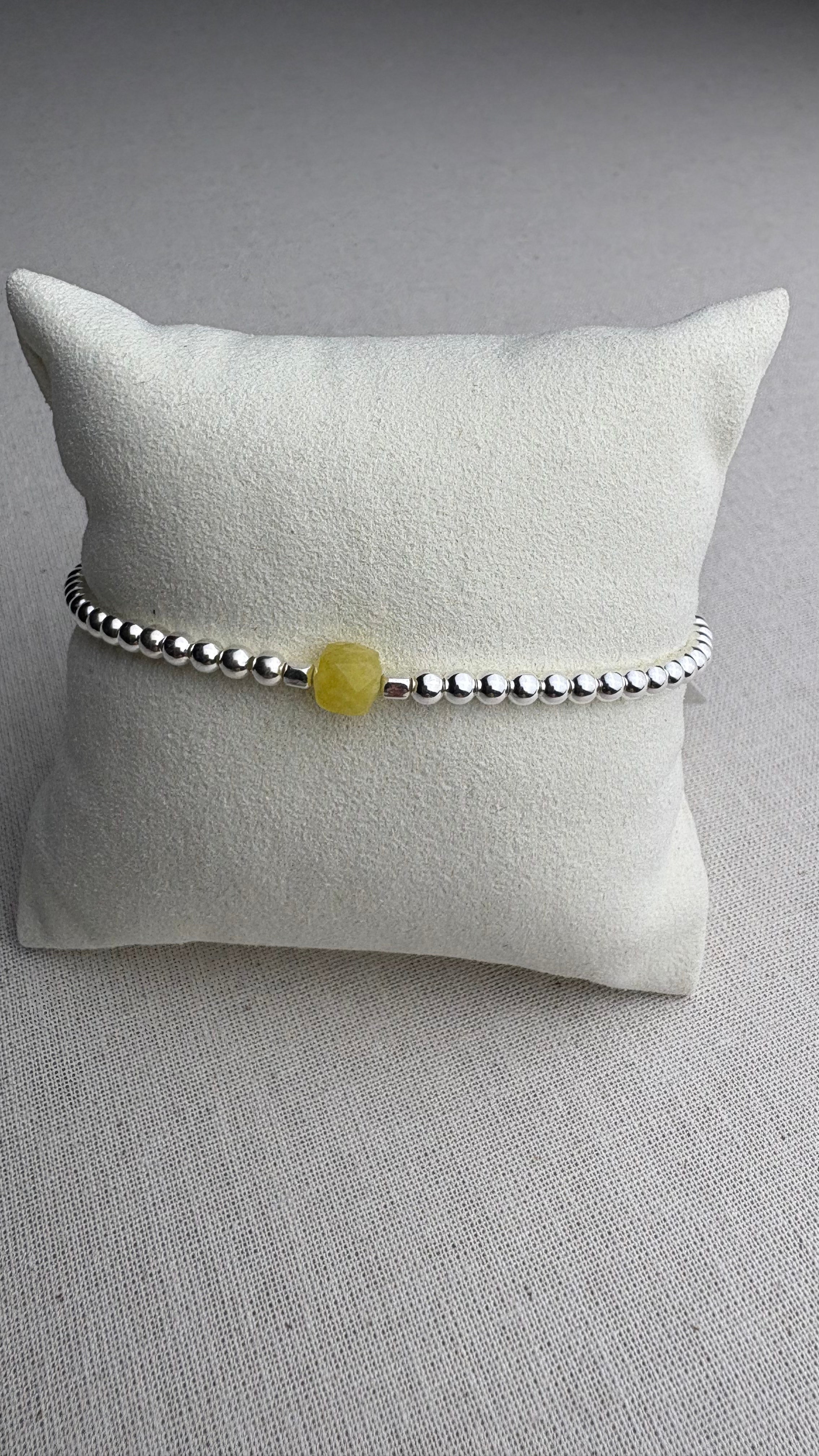 Bracelet Summer Quartzite jaune du Brésil en argent 925 - Perles en Provence