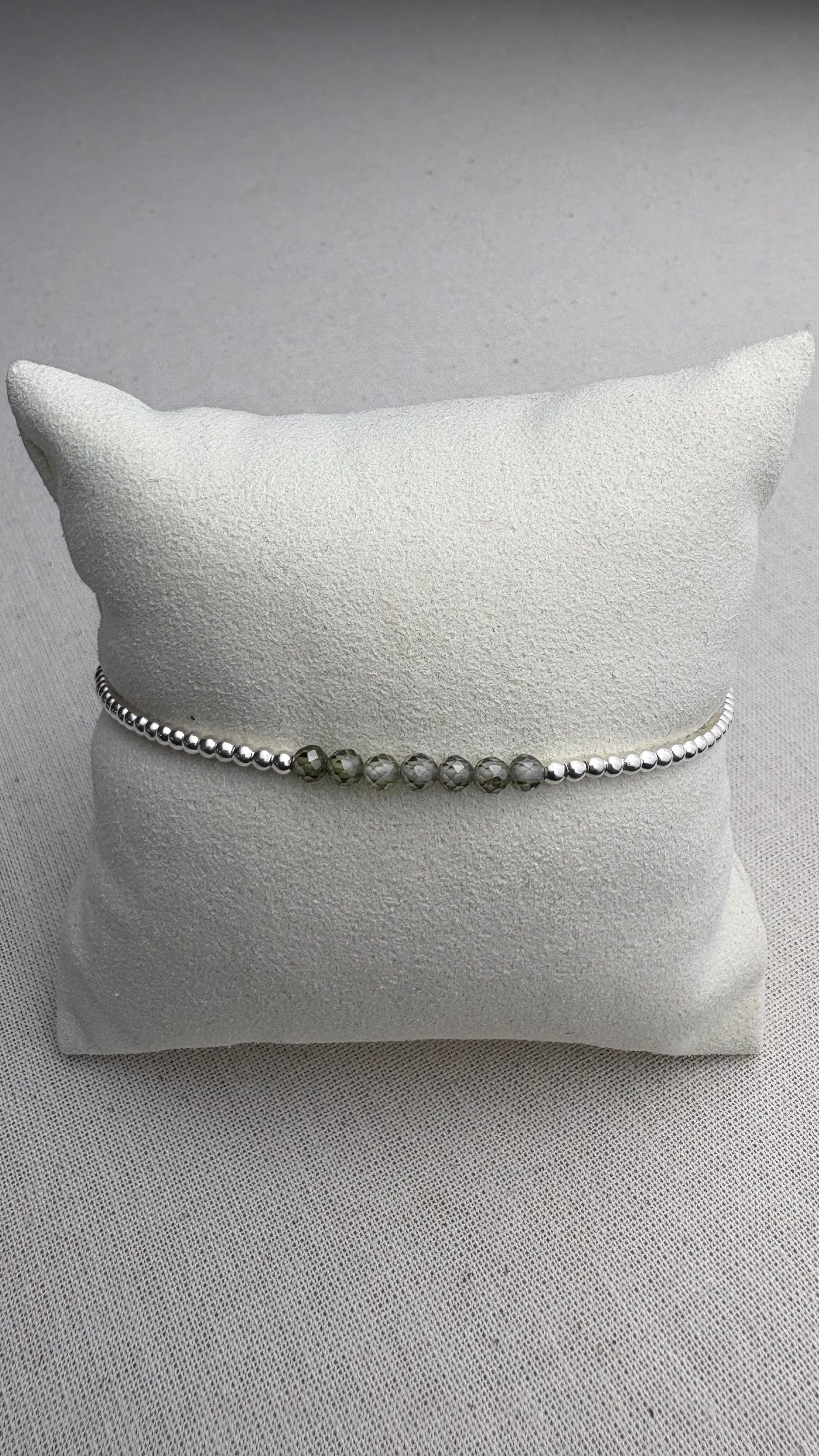 Bracelet Léna zirconium kaki en argent 925 - Perles en Provence