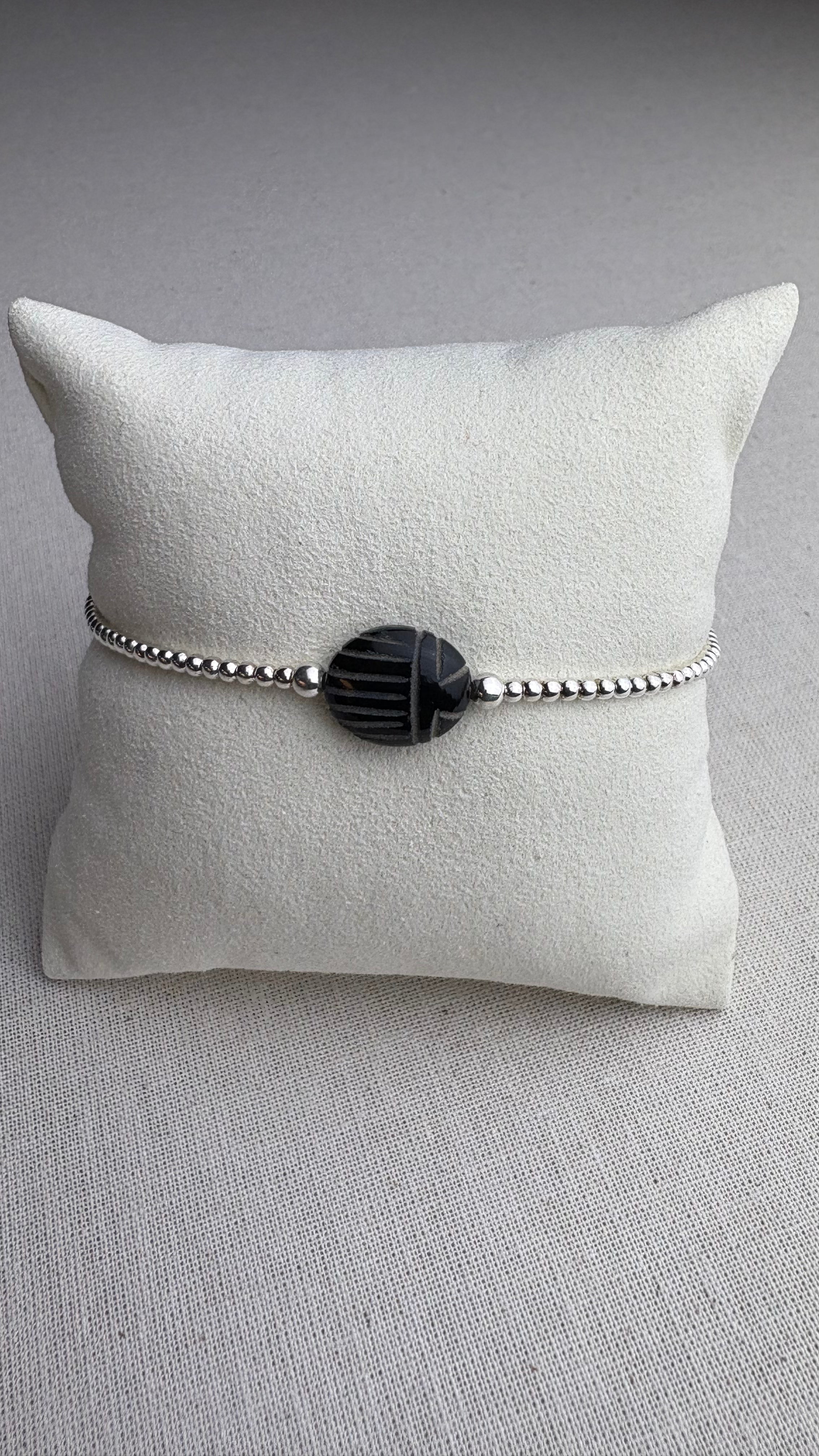 Bracelet Ramsès Onyx d’Afrique en argent 925 - Perles en Provence