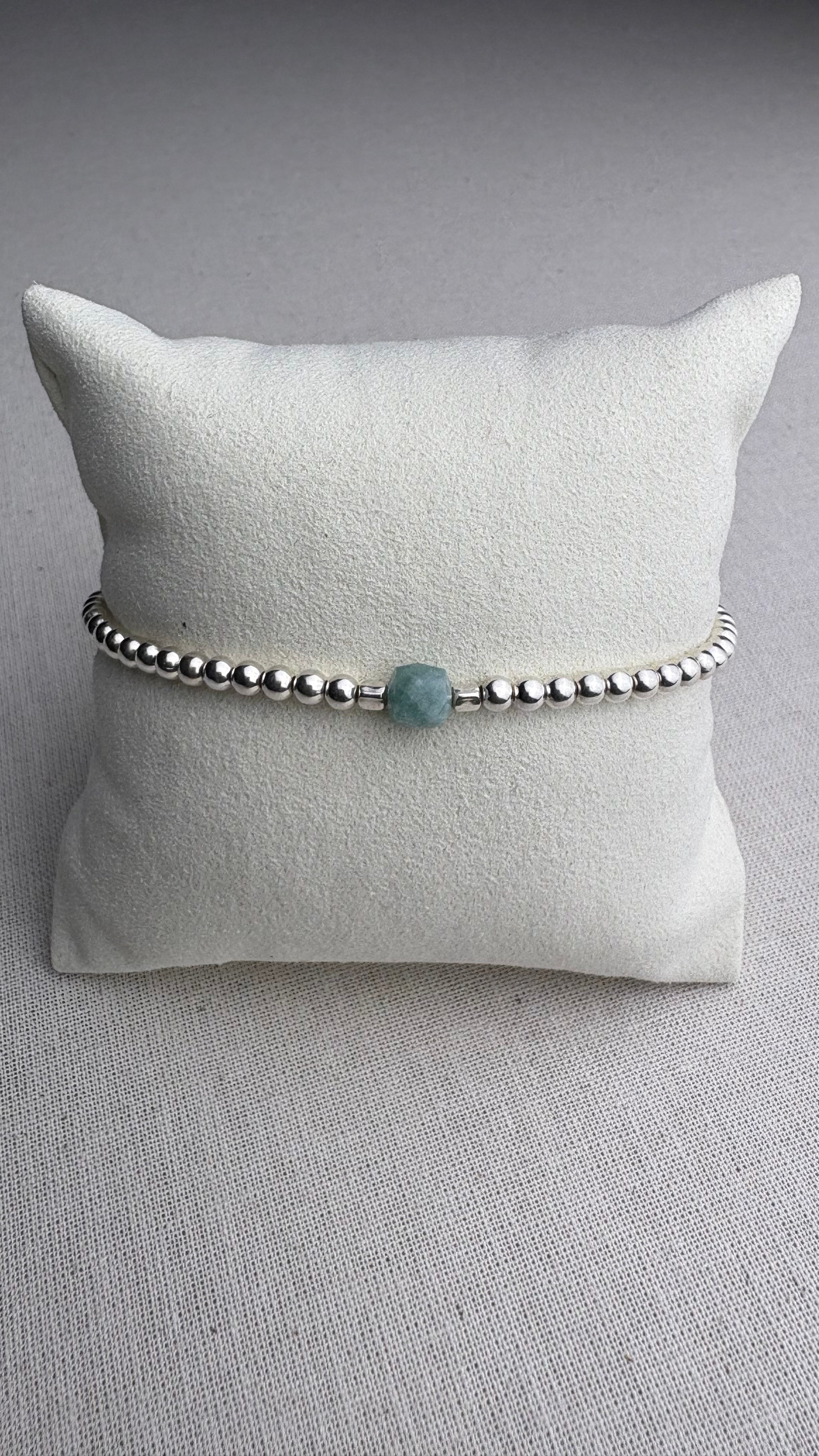 Bracelet Summer Quartzite turquoise du Brésil en argent 925 - Perles en Provence