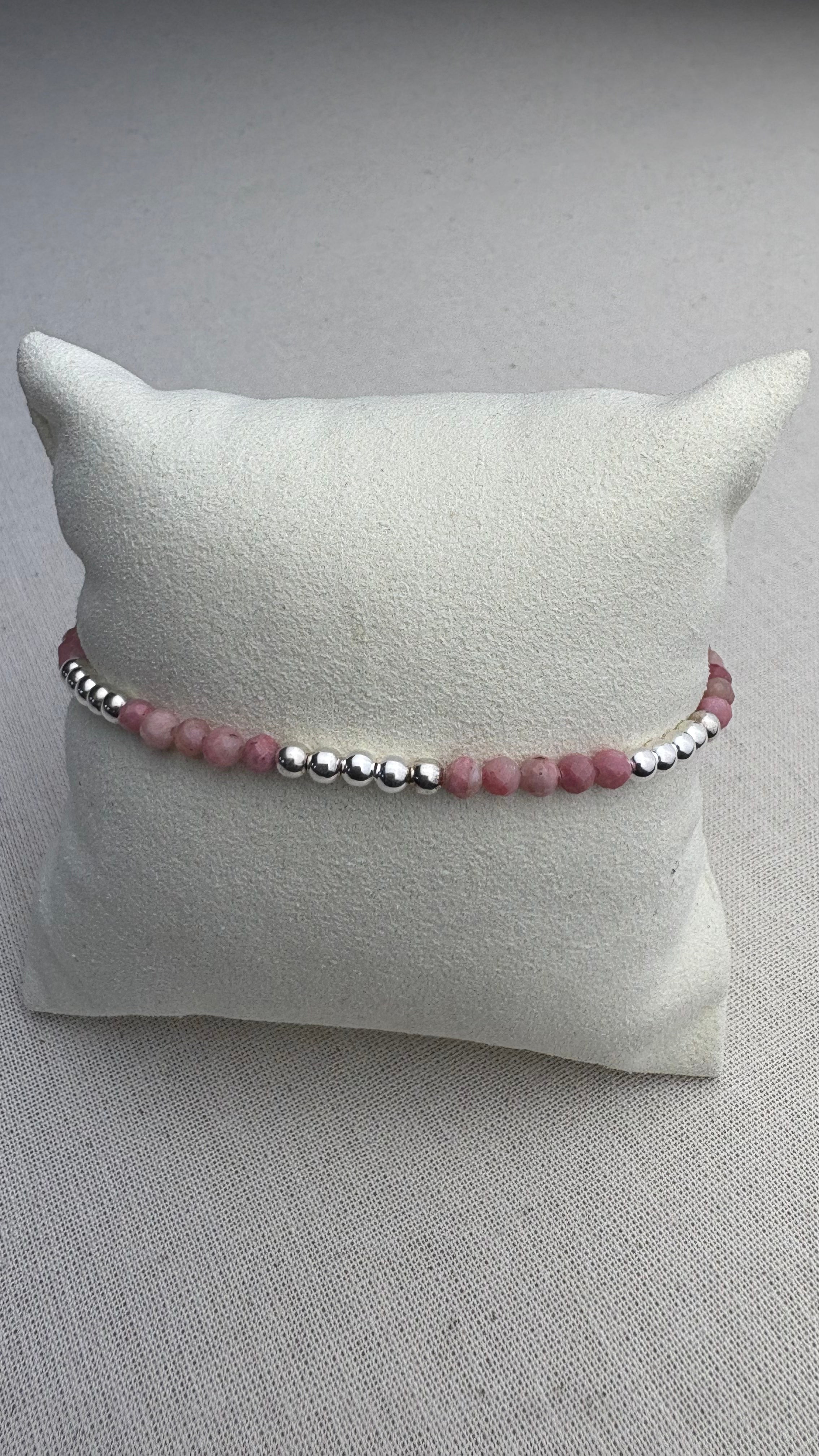 Bracelet Soleil Rhodonite en argent 925 - Perles en Provence