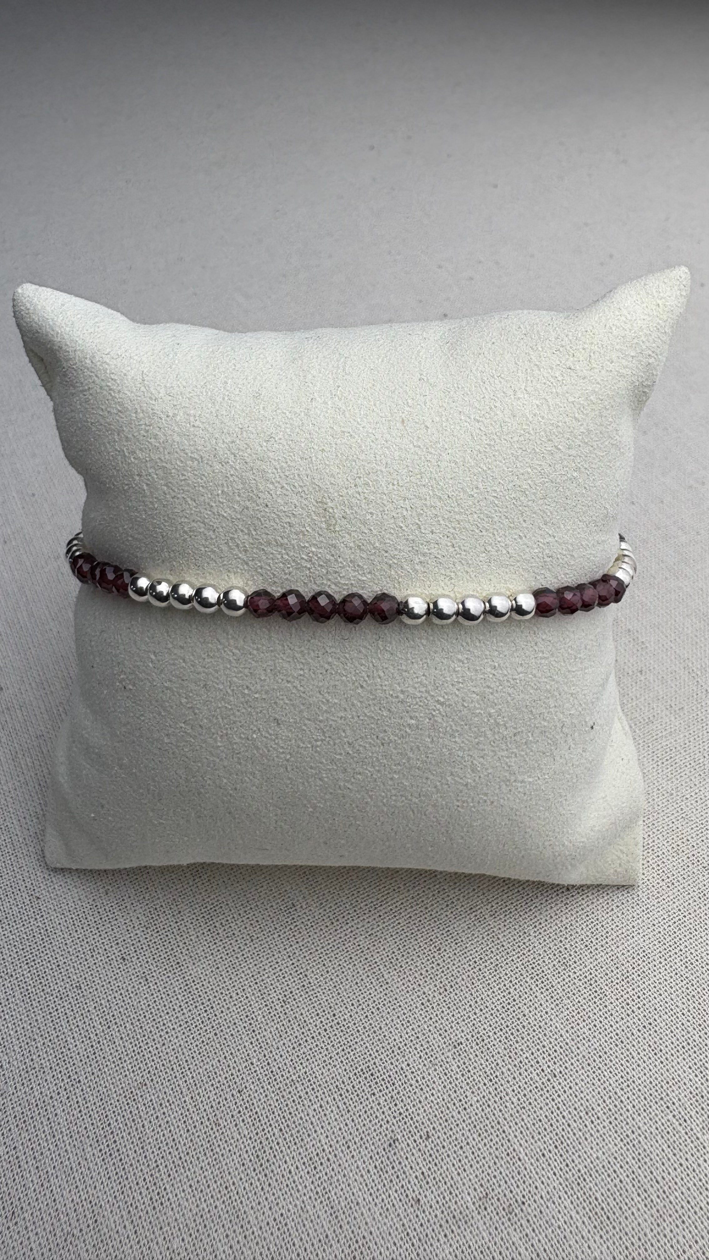 Bracelet Soleil Zirconium Grenat d’Inde en argent 925 - Perles en Provence