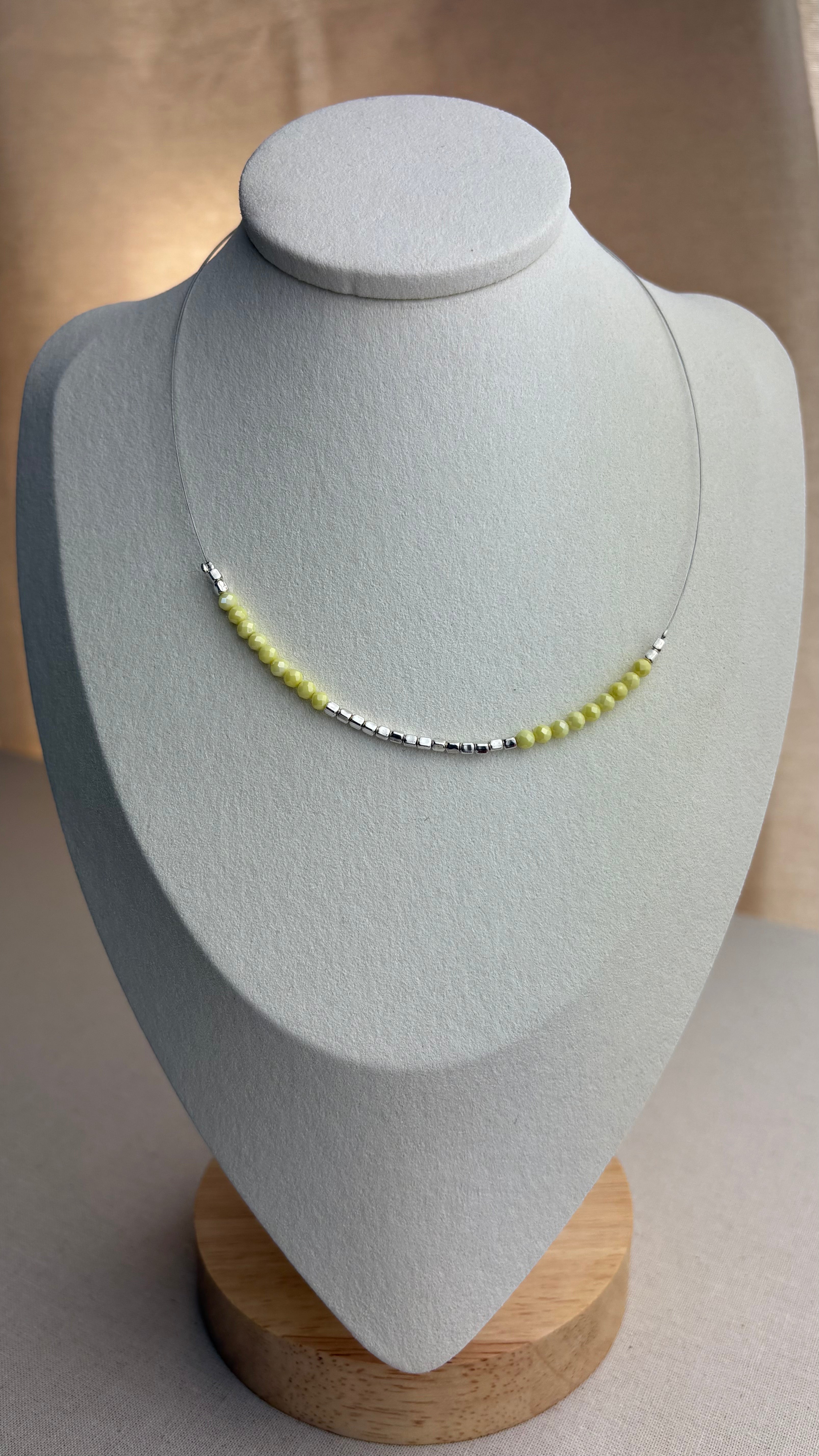 Collier ras de cou Zirconium Yellow en argent 925 - Perles en Provence