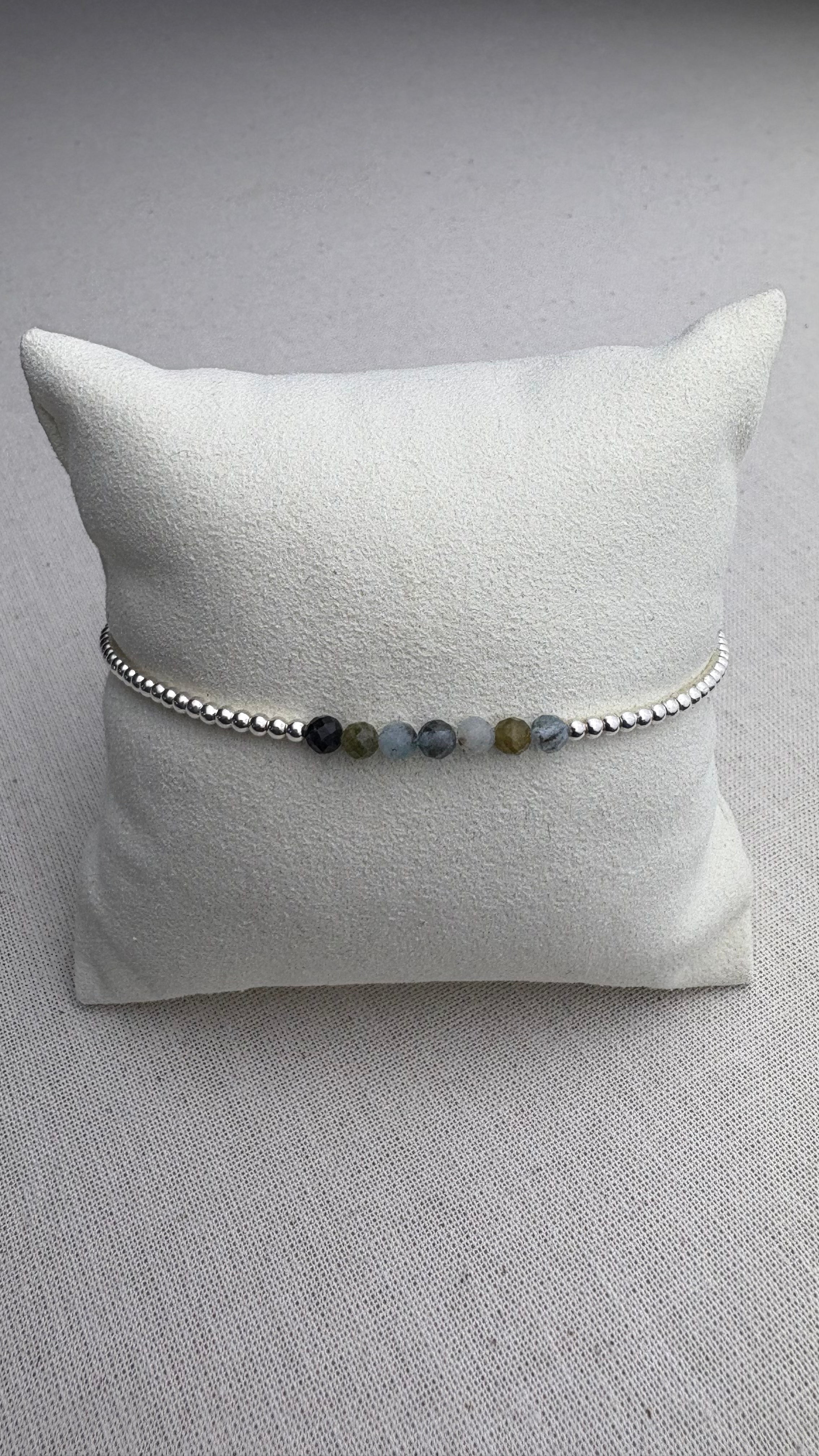 Bracelet Léna Aigüe Marine en argent 925 - Perles en Provence
