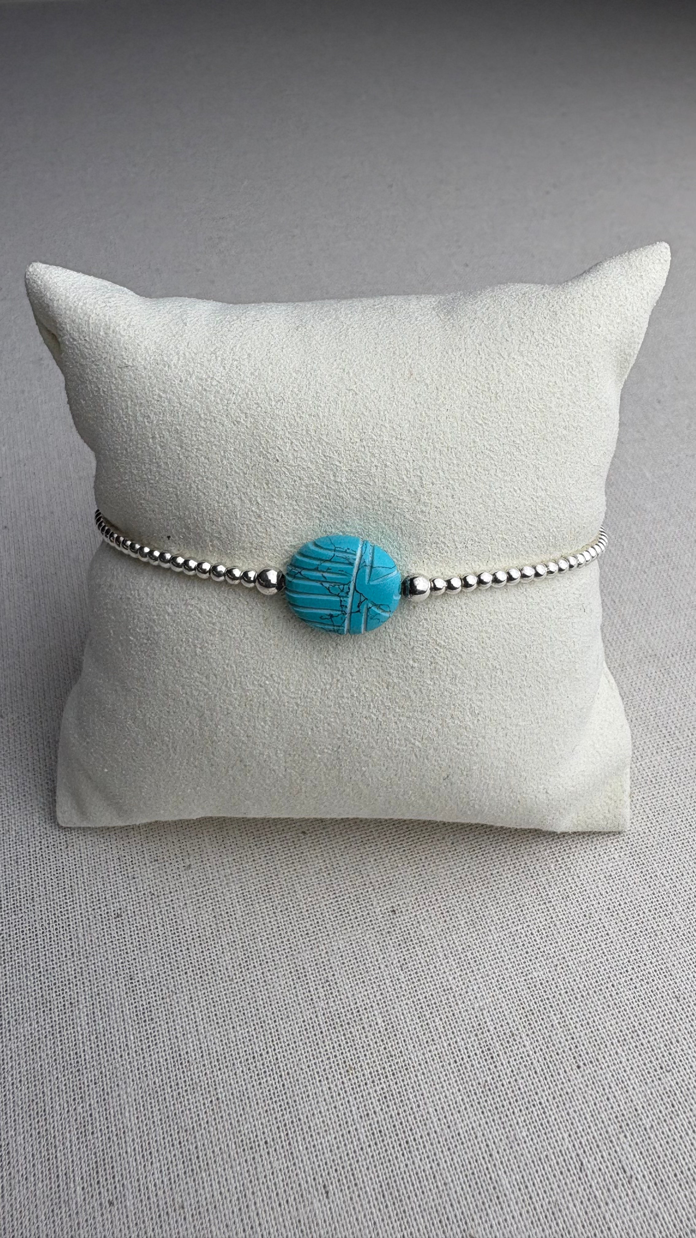 Bracelet Ramsès Turquoise en argent 925 - Perles en Provence