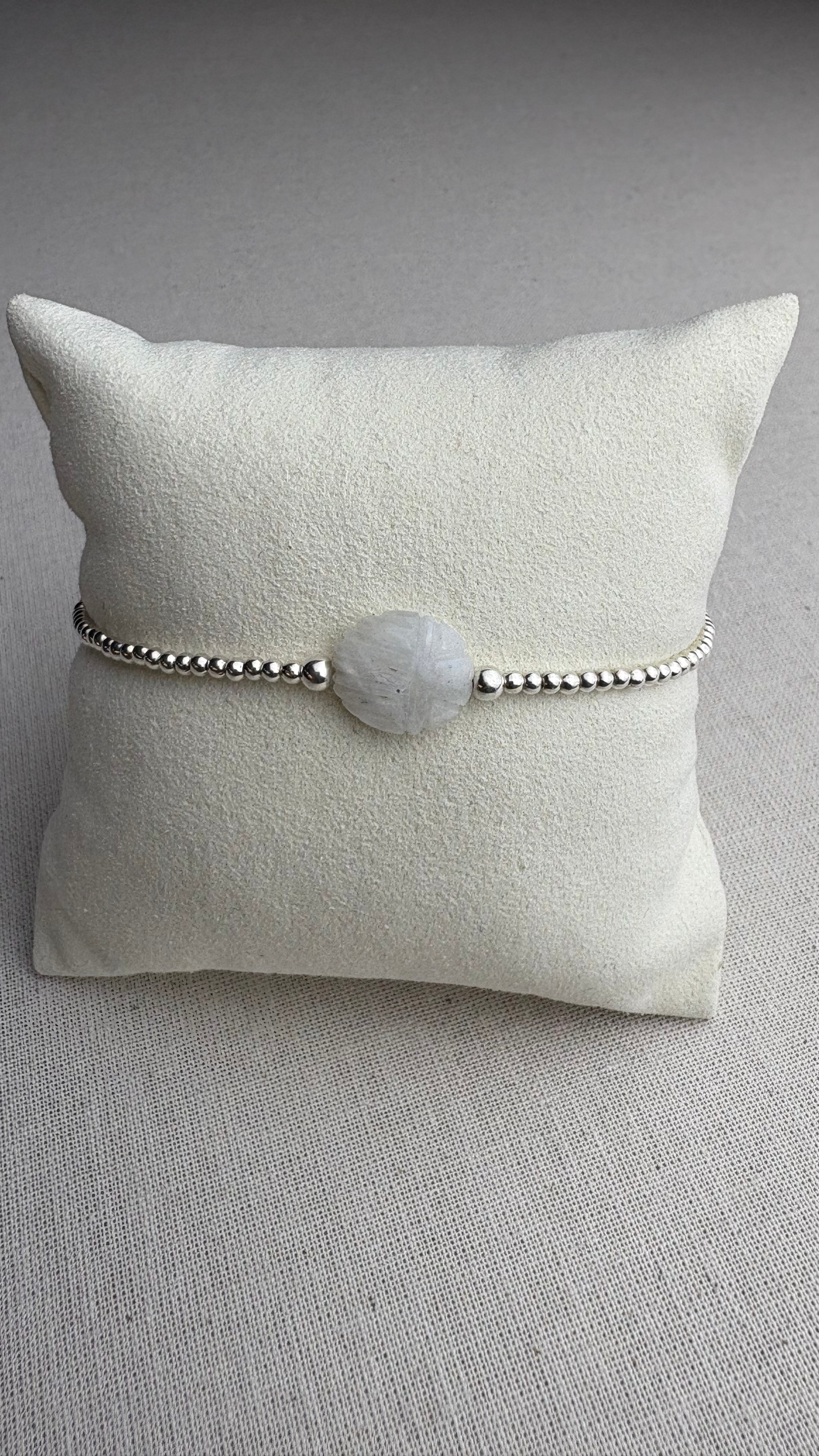 Bracelet Ramsès Pierre de Lune d’Inde en argent 925 - Perles en Provence